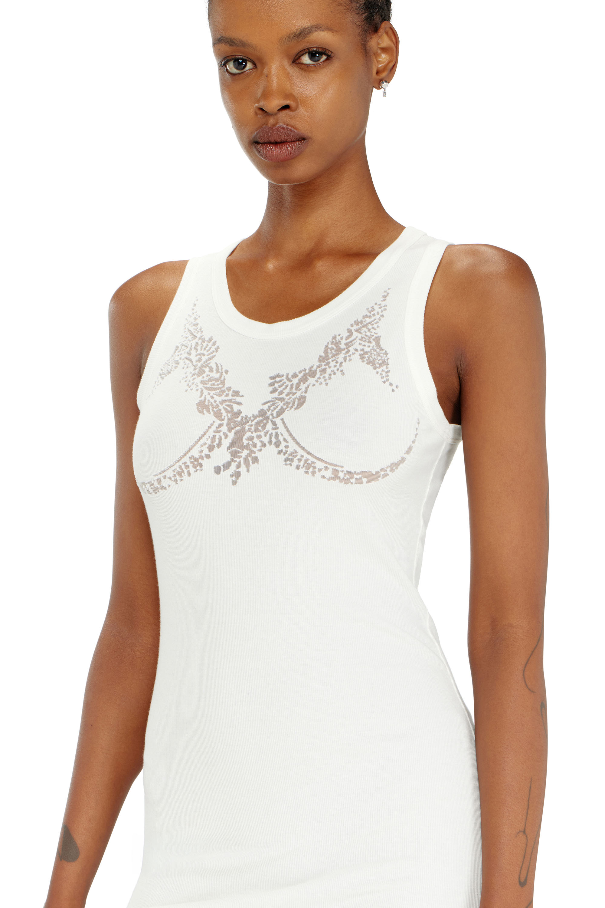 Diesel - PR-D-ANKI-LACE-R, Abito canotta effetto pizzo devor&eacute; Donna in Bianco - 4