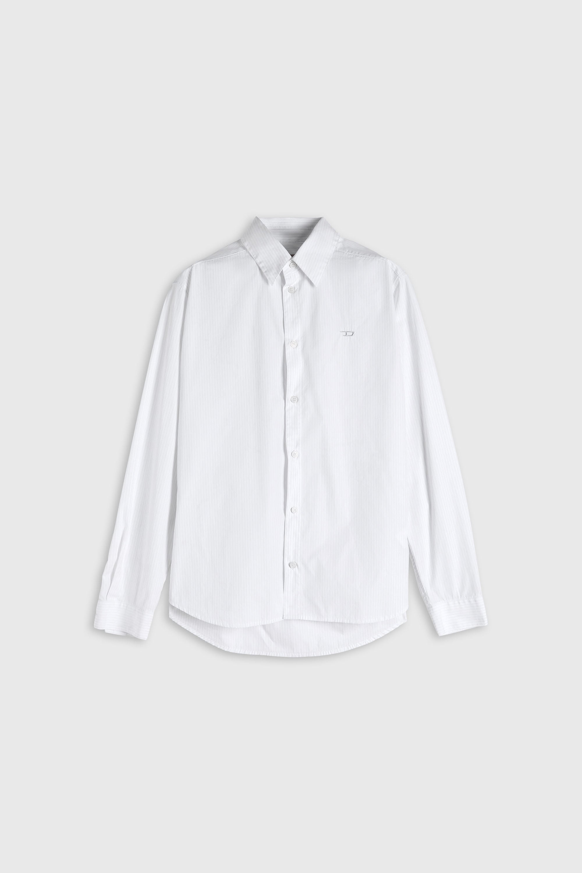 Diesel - S-SIMPLY-NA-DNAN, Camicia a righe in cotone con ricamo D Uomo in Bianco - 2