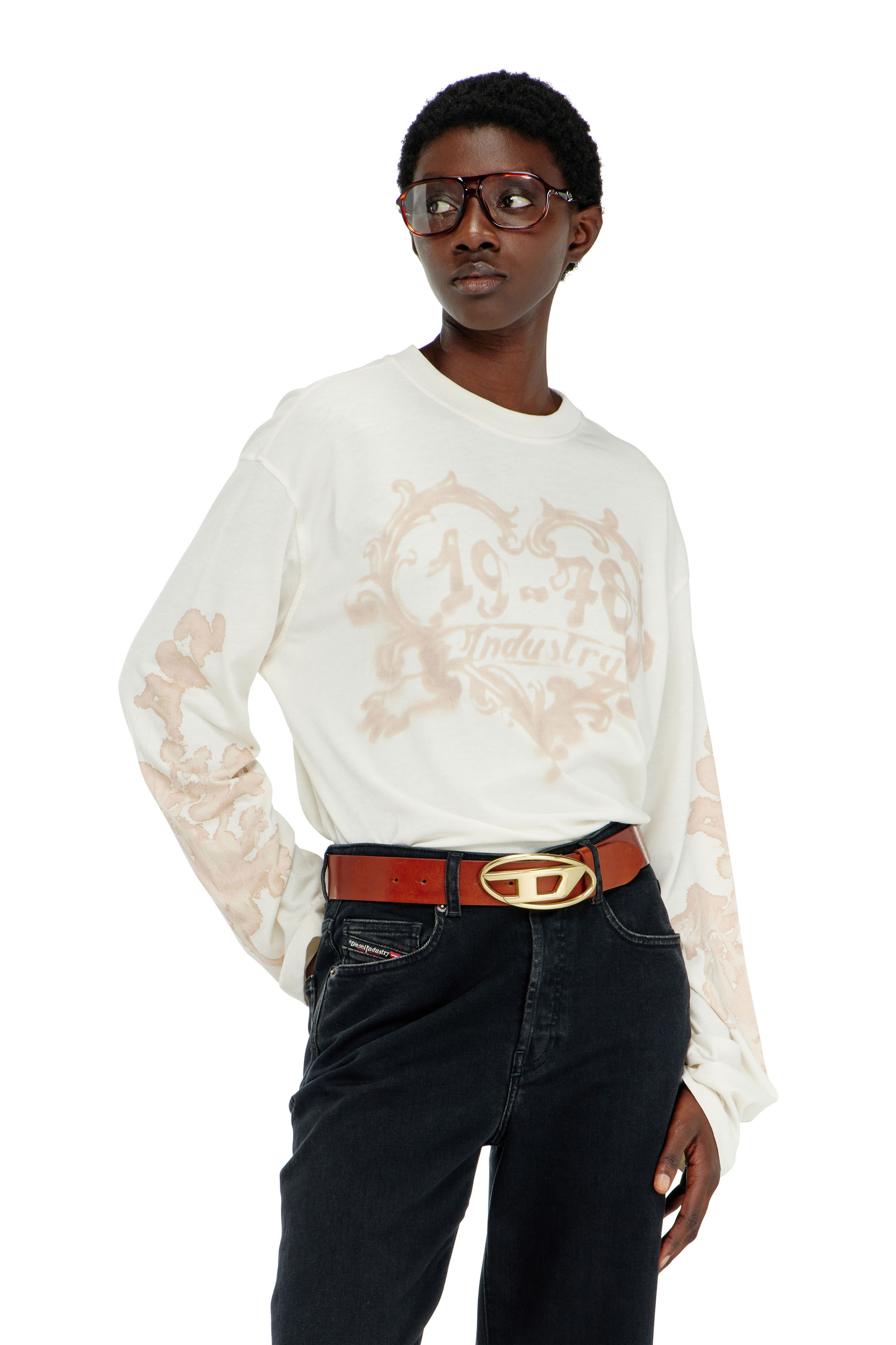 Diesel - T-HILARY-LS-AA1, T-shirt a manica lunga in cotone con stampa grafica Donna in Multicolor - 1