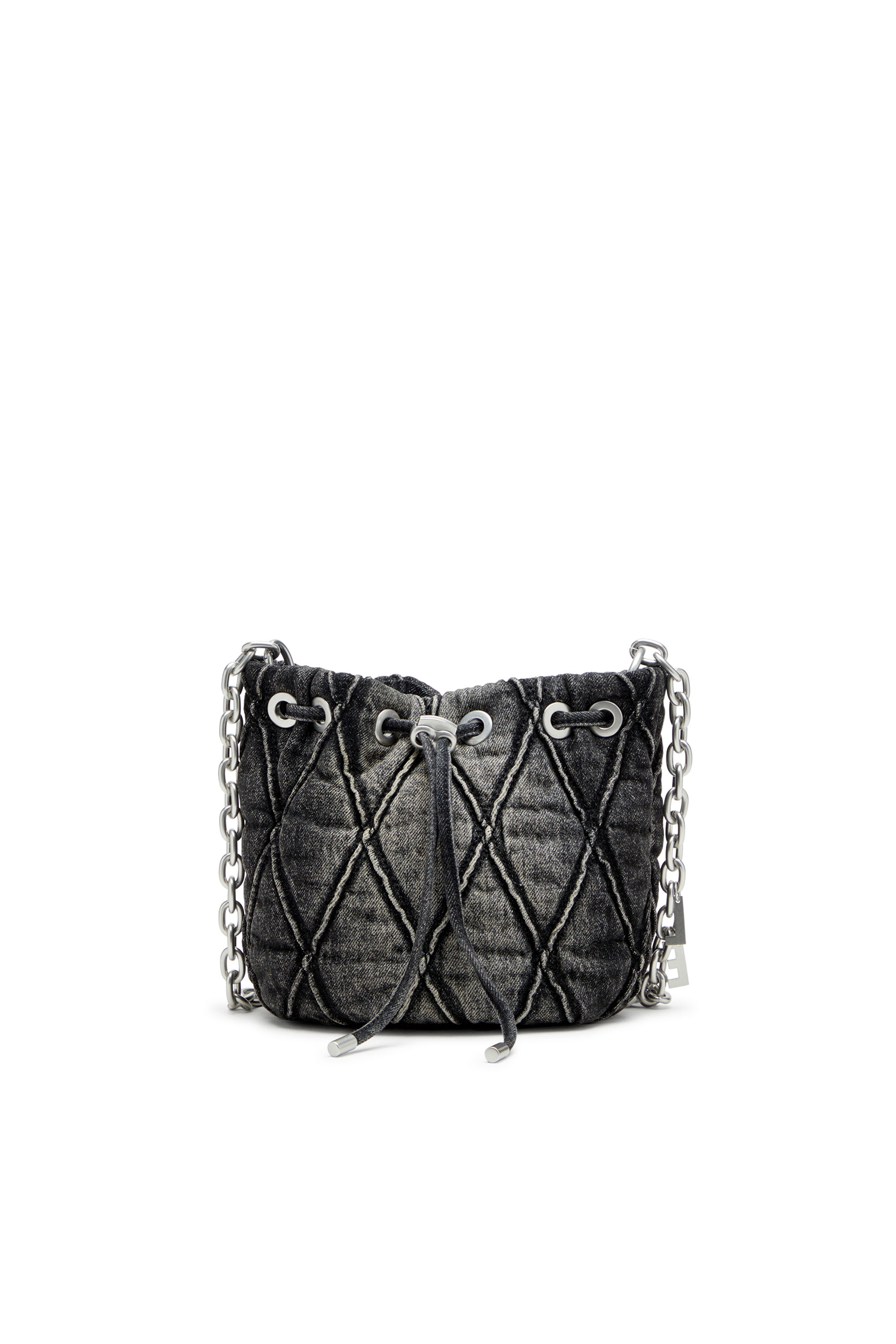Diesel - CHARM-D BUCKET S, Borsa bucket in denim trapuntato e trattato Donna in Nero - 1