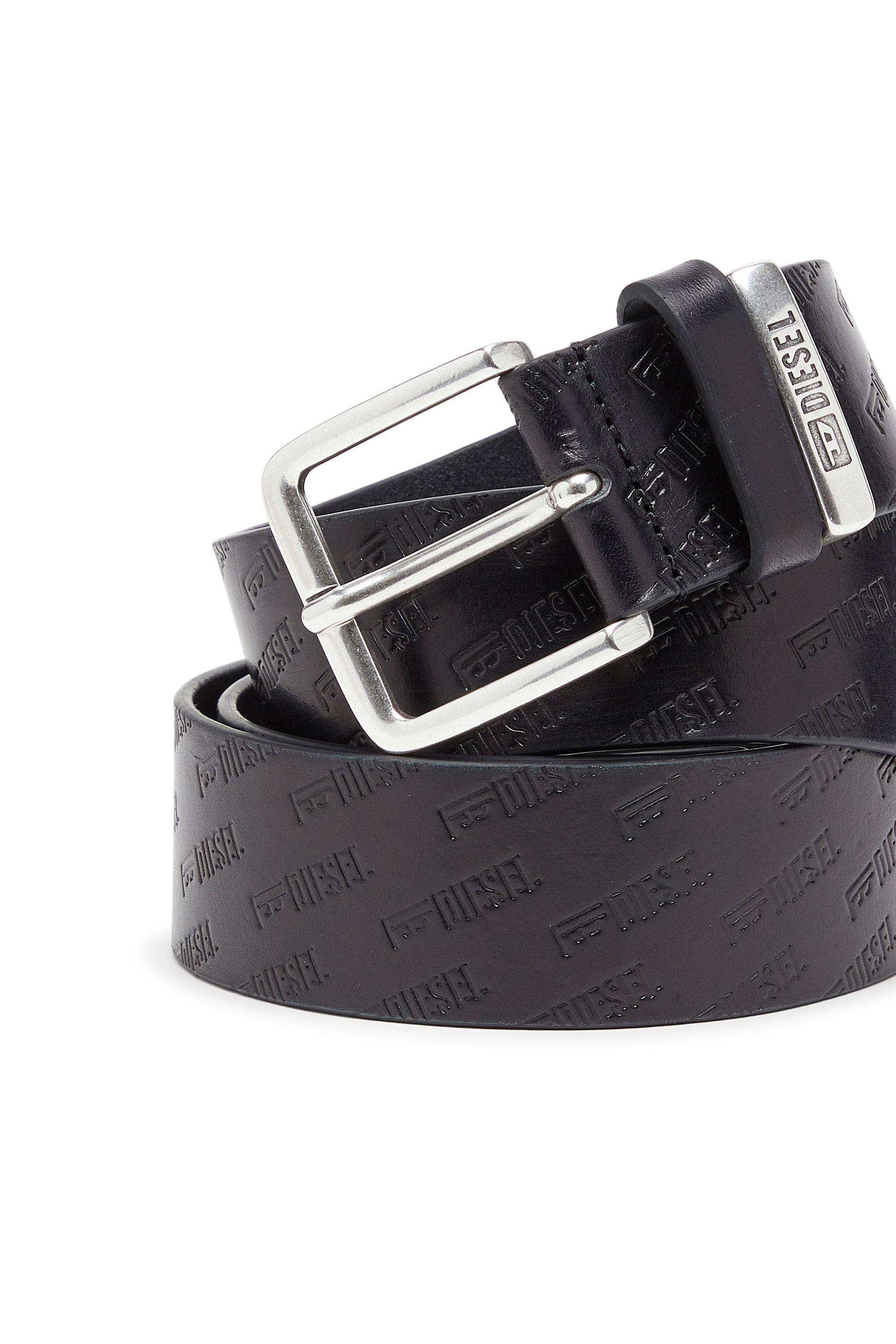 Diesel - B-MONOGRAM DSL, 4 cm cintura in pelle con logo Diesel all-over embossato Uomo in Nero - 3