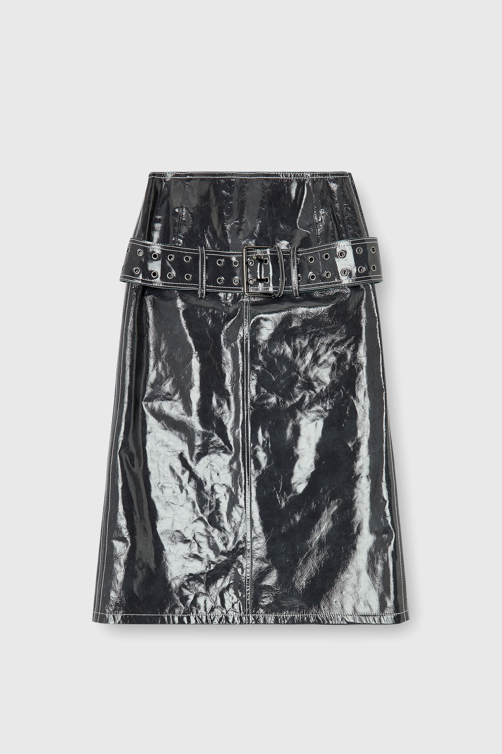 Diesel - L-ASCAR, Gonna midi in vernice con cintura Donna in Grigio - 2