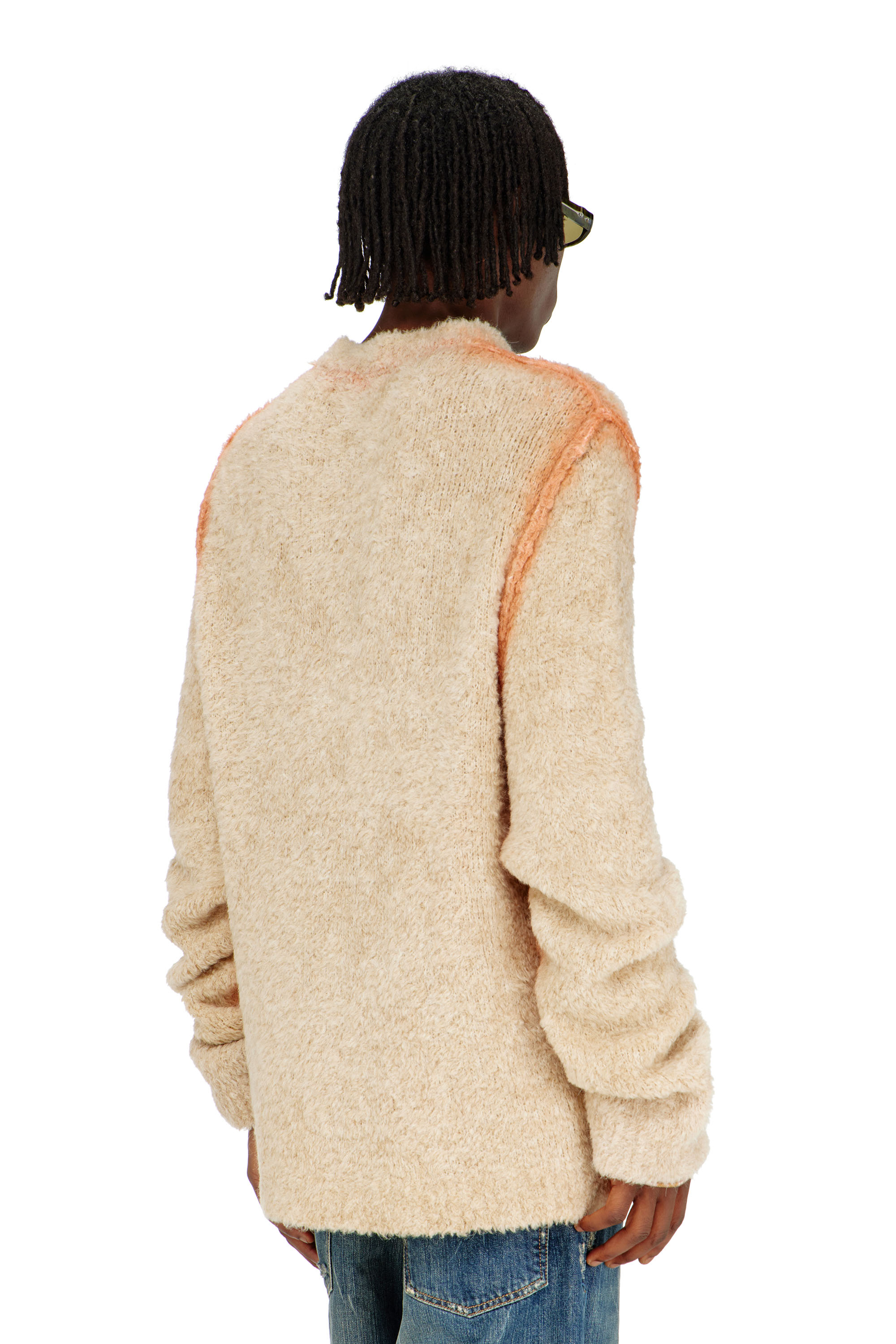 Diesel - K-RIMI, Maglione in misto alpaca con cuciture effetto spray Uomo in Marrone - 4