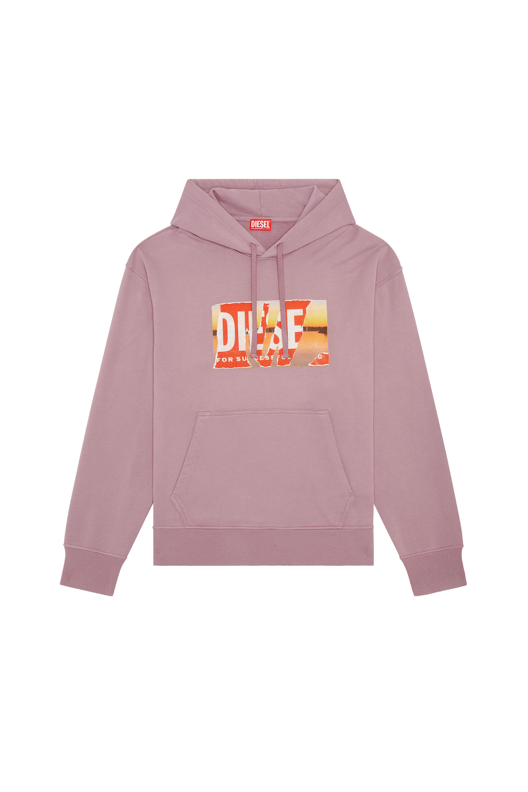 Diesel - S-MACS-HOOD-POFF-L1, Hoodie oversize con stampa peel-off Uomo in Viola - 2