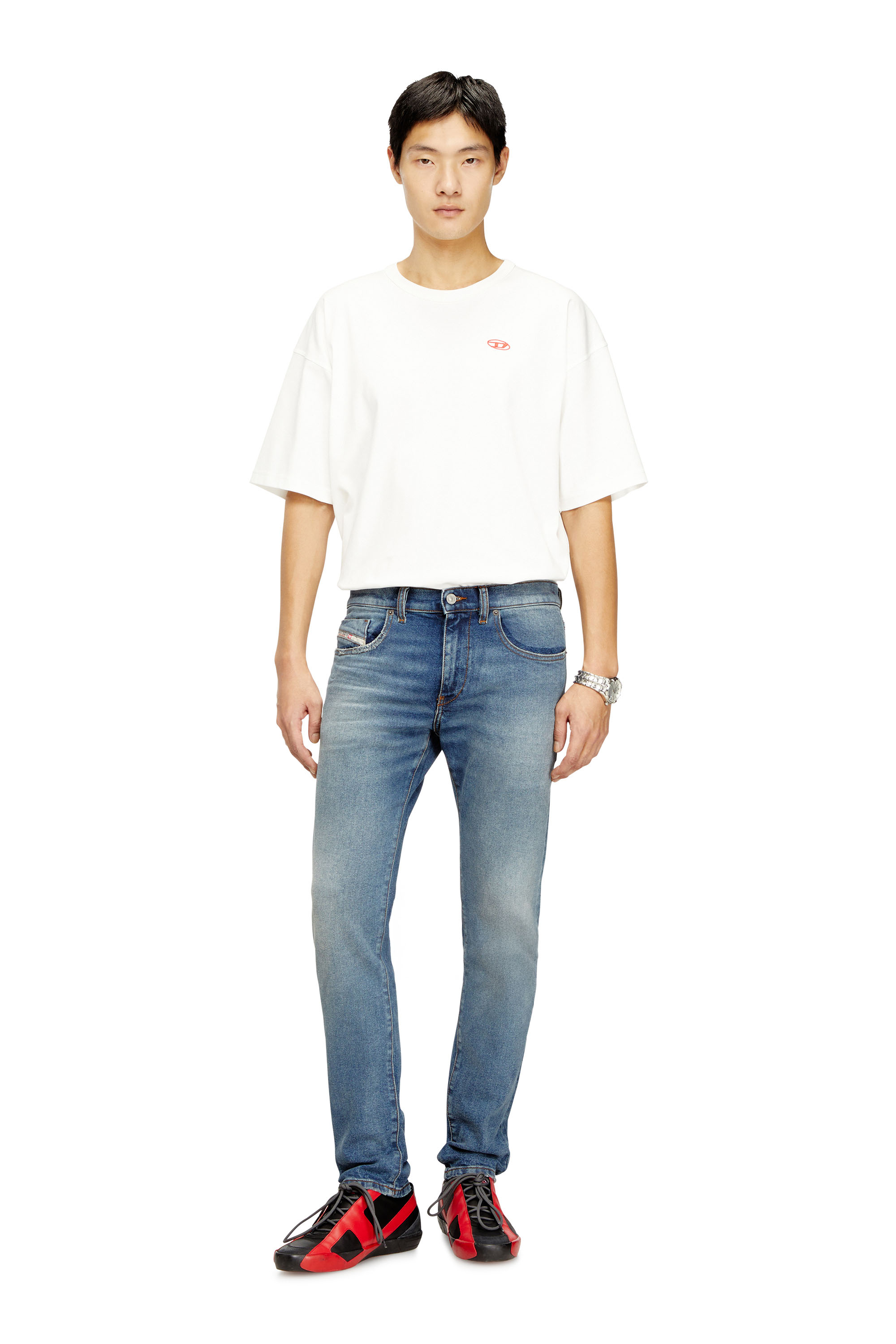 Diesel - Slim Jeans 2019 D-Strukt 0DBEF Uomo, Blu medio - Image 2