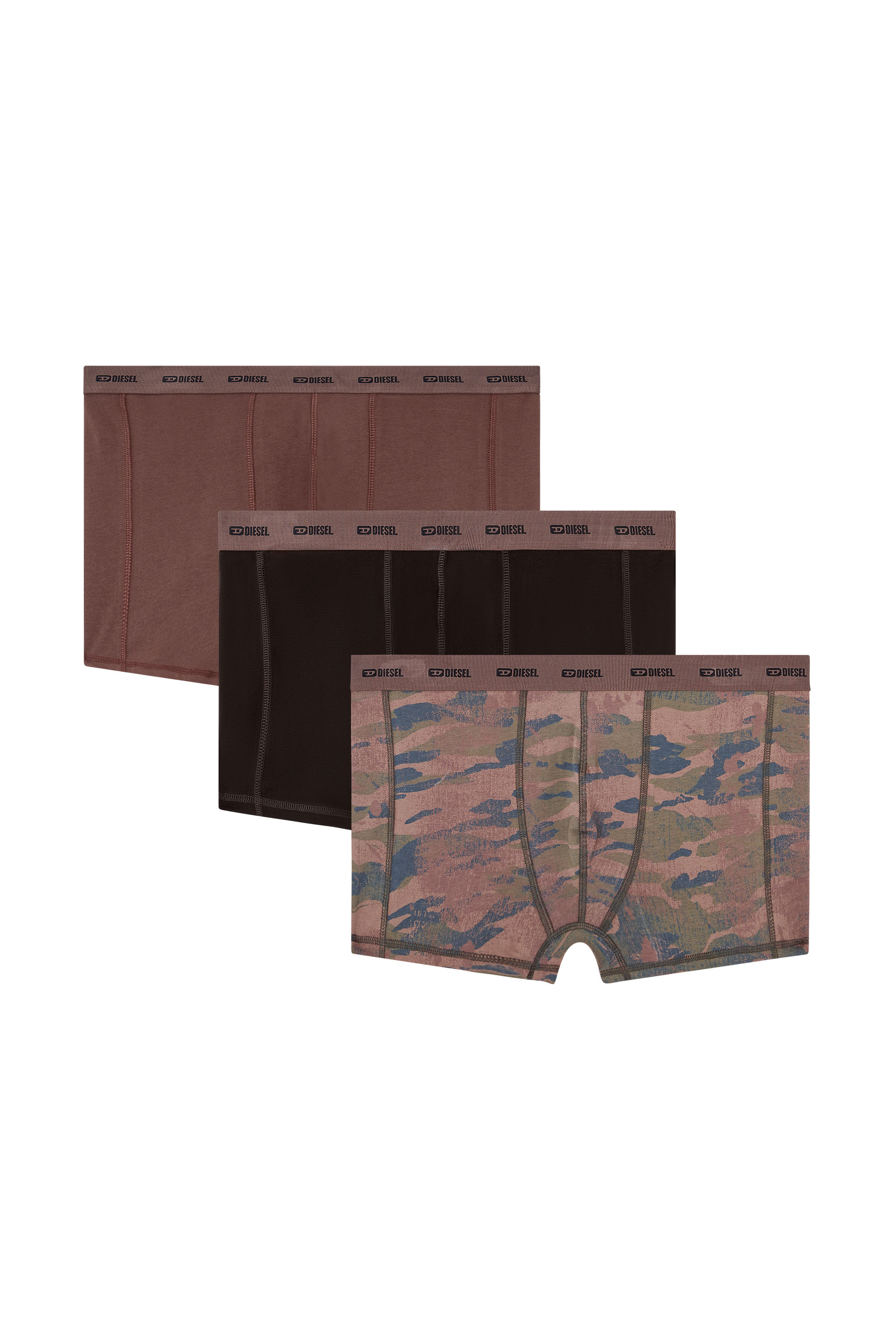 Diesel - DAMIEN-UTLT-3PACK, Set di tre boxer a tinta unita e camouflage Uomo in Multicolor - 1