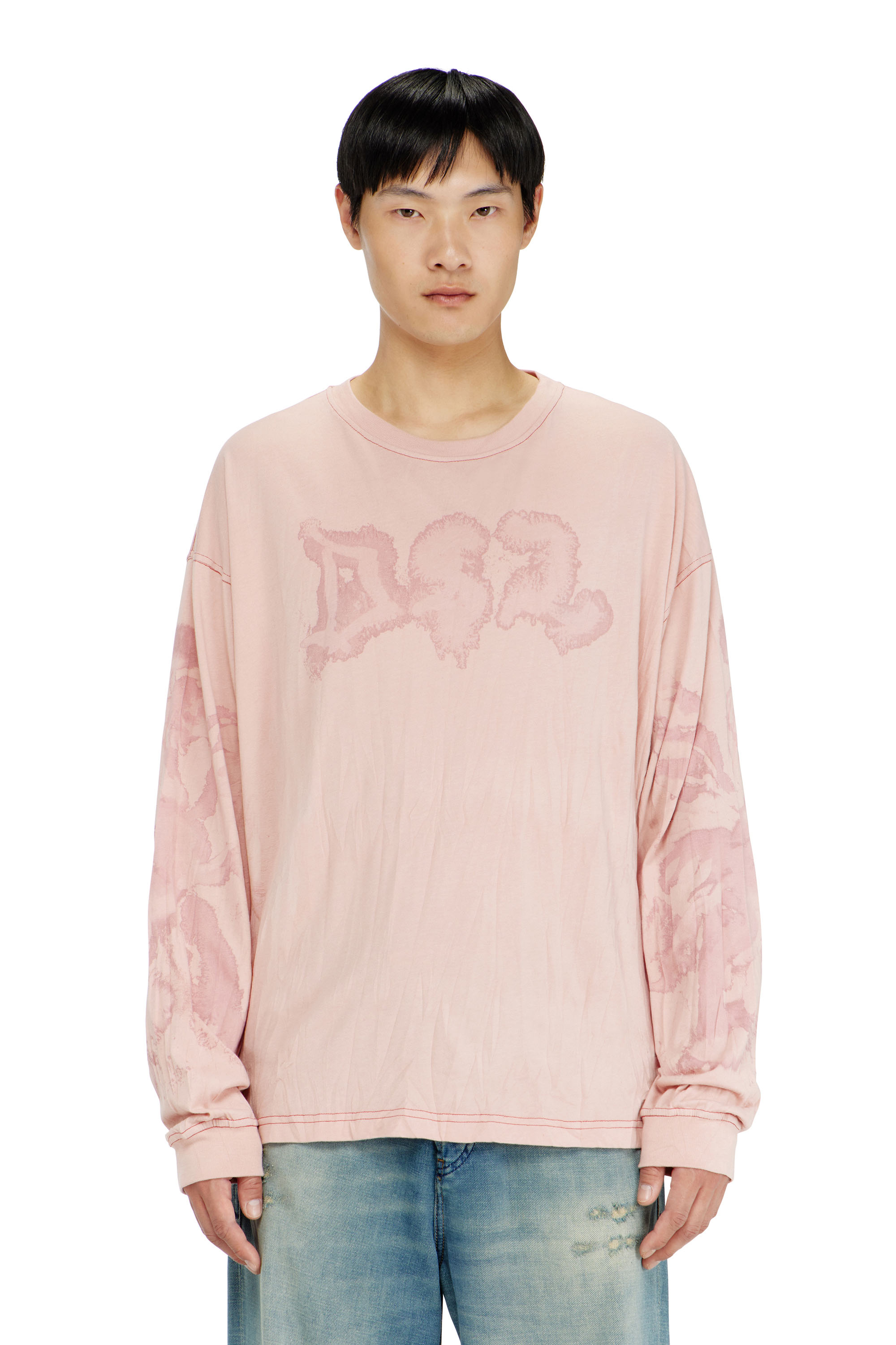 Diesel - T-BOXT-LS-AA4, T-shirt relaxed a manica lunga con stampa macchiata Uomo in ToBeDefined - 1