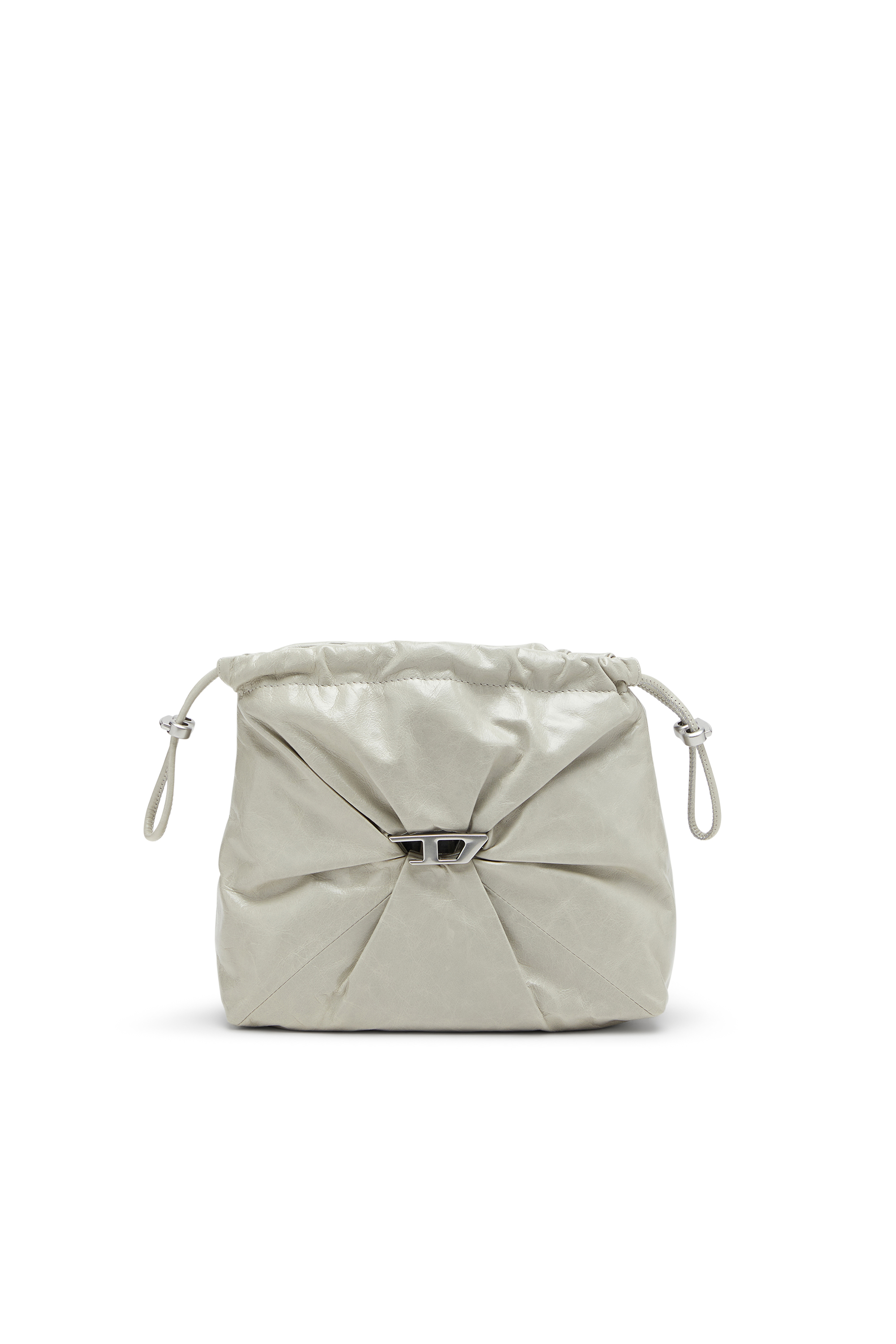 Diesel - SCRUNCH-D BUCKET, Scrunch-D-Borsa bucket in pelle lucida stropicciata Donna in Bianco - 2