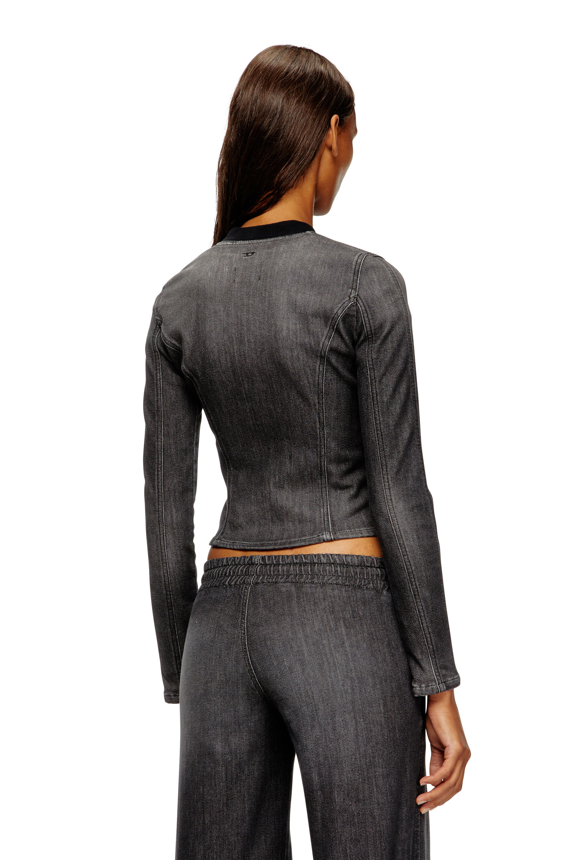 Diesel - DE-GARY-D JOGG, Giacca cropped in denim monocromato Donna in Nero - 4