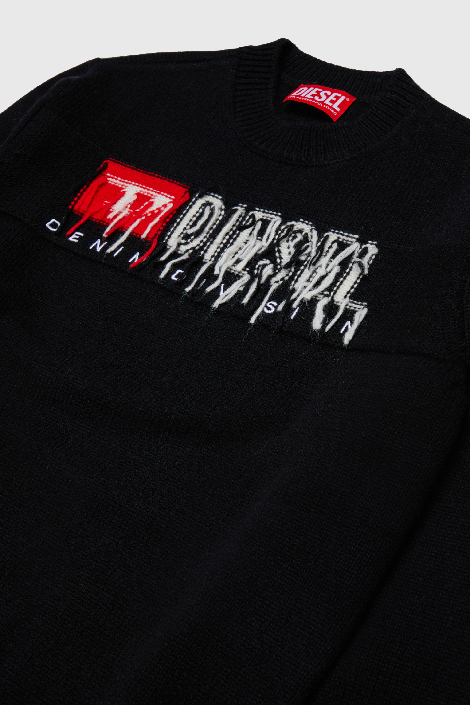 Diesel - KONZI OVER, Maglia in cachemire con logo destroyed Uomo in Nero - 3