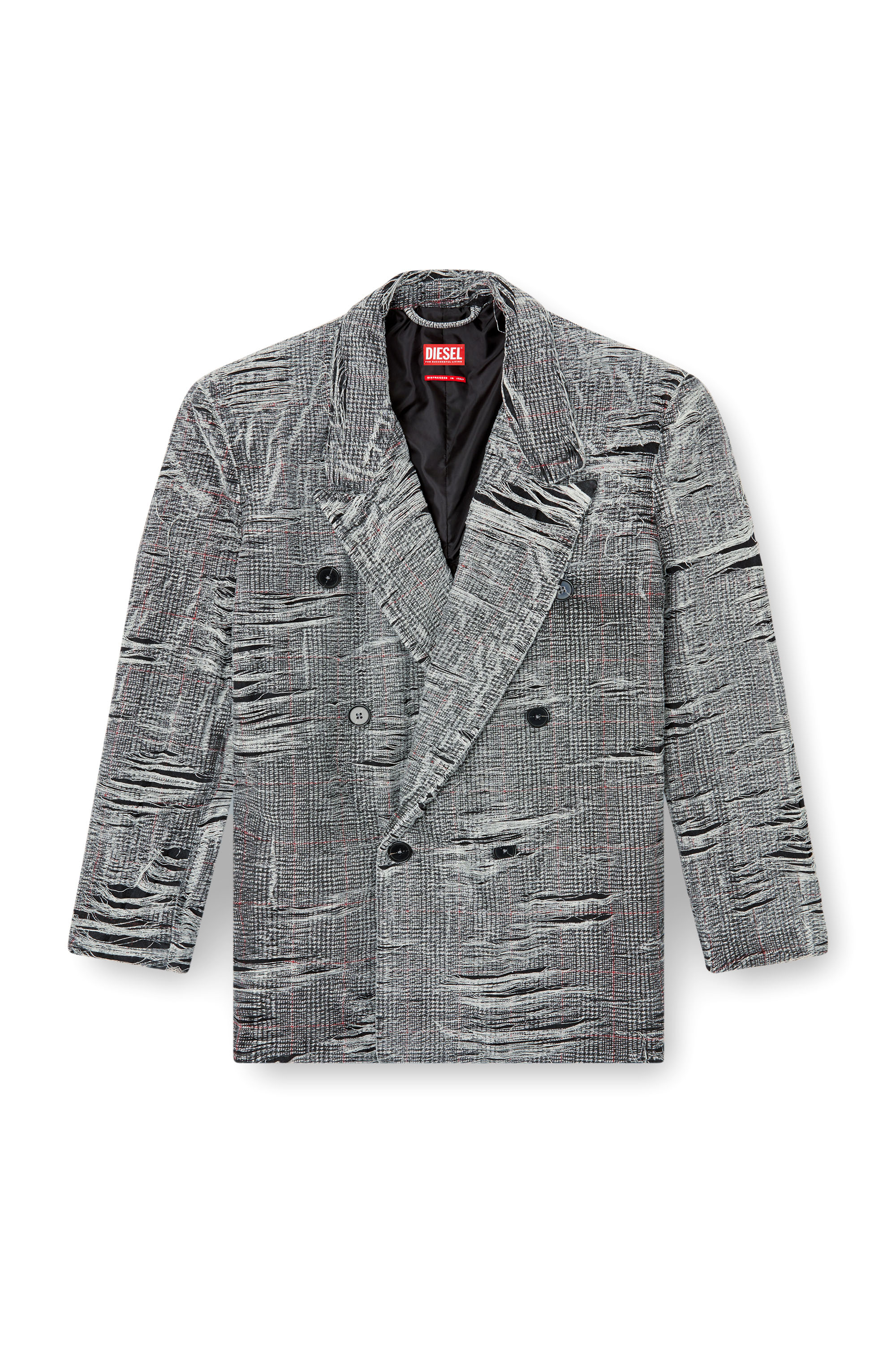 Diesel - D-PEKKA-FSG, Blazer in denim distressed Principe di Galles Uomo in Grigio - 3