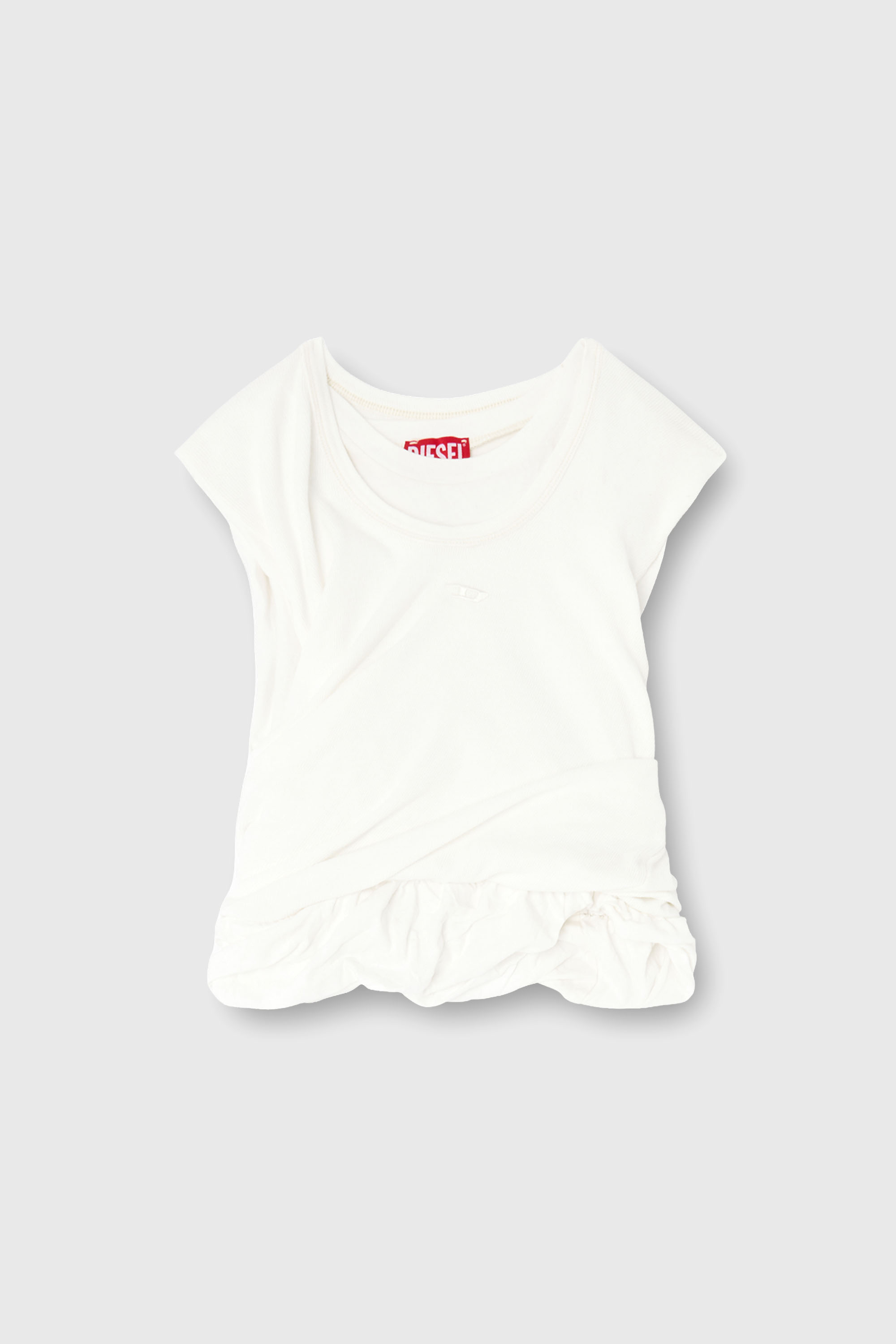 Diesel - T-WISHER-RIB-PL, Woman's Rucked-up tank top in double-layer jersey in White - 2