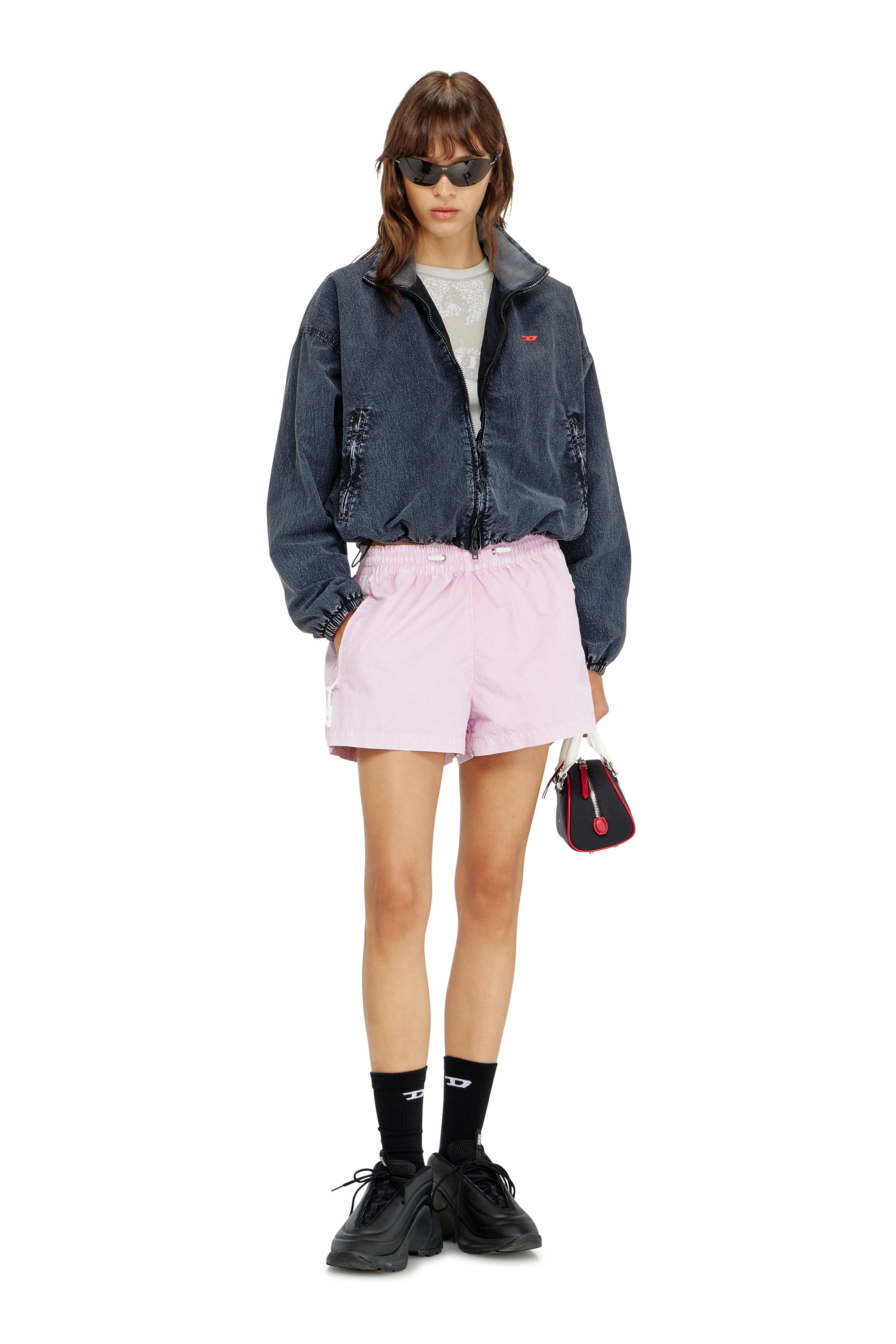 Diesel - G-LEAMER, Giacca windbreaker in taslan acid-wash Donna in Blu - 2