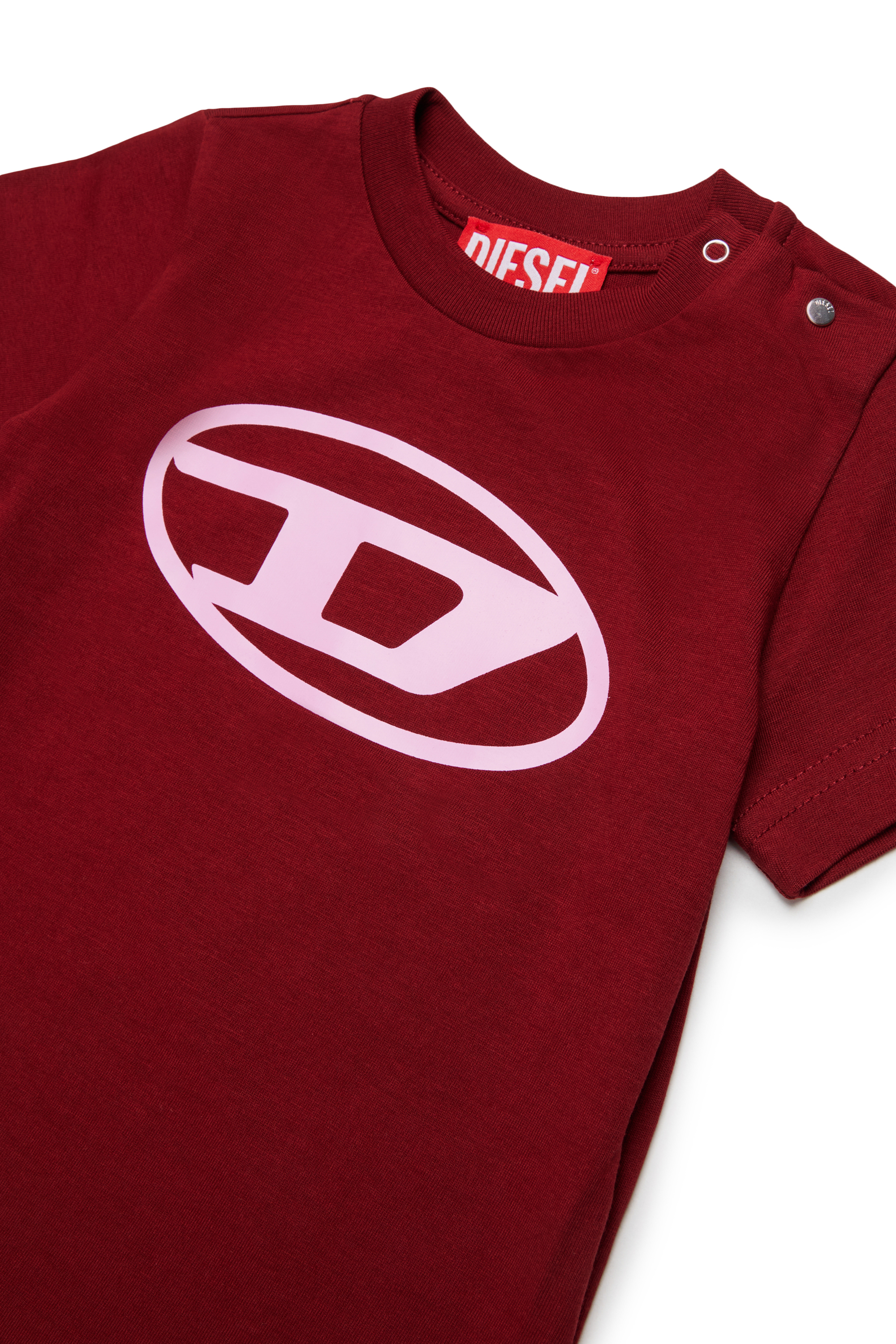 Diesel - TIELB, T-shirt in cotone con stampa Oval D Uomo in Rosso - 3