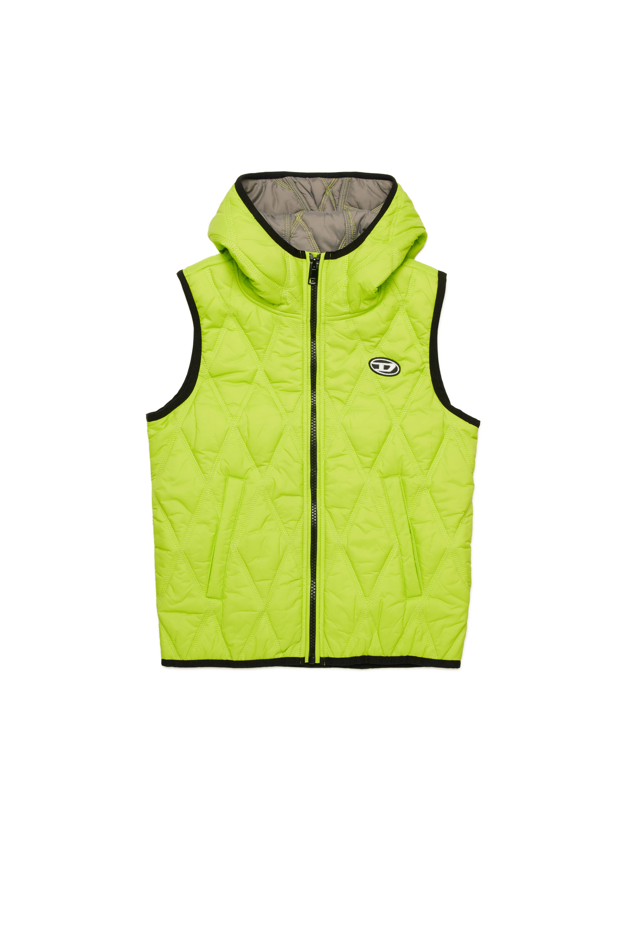 Diesel - JFOSSIR, Gilet trapuntato leggero con cappuccio Unisex in Verde - 1