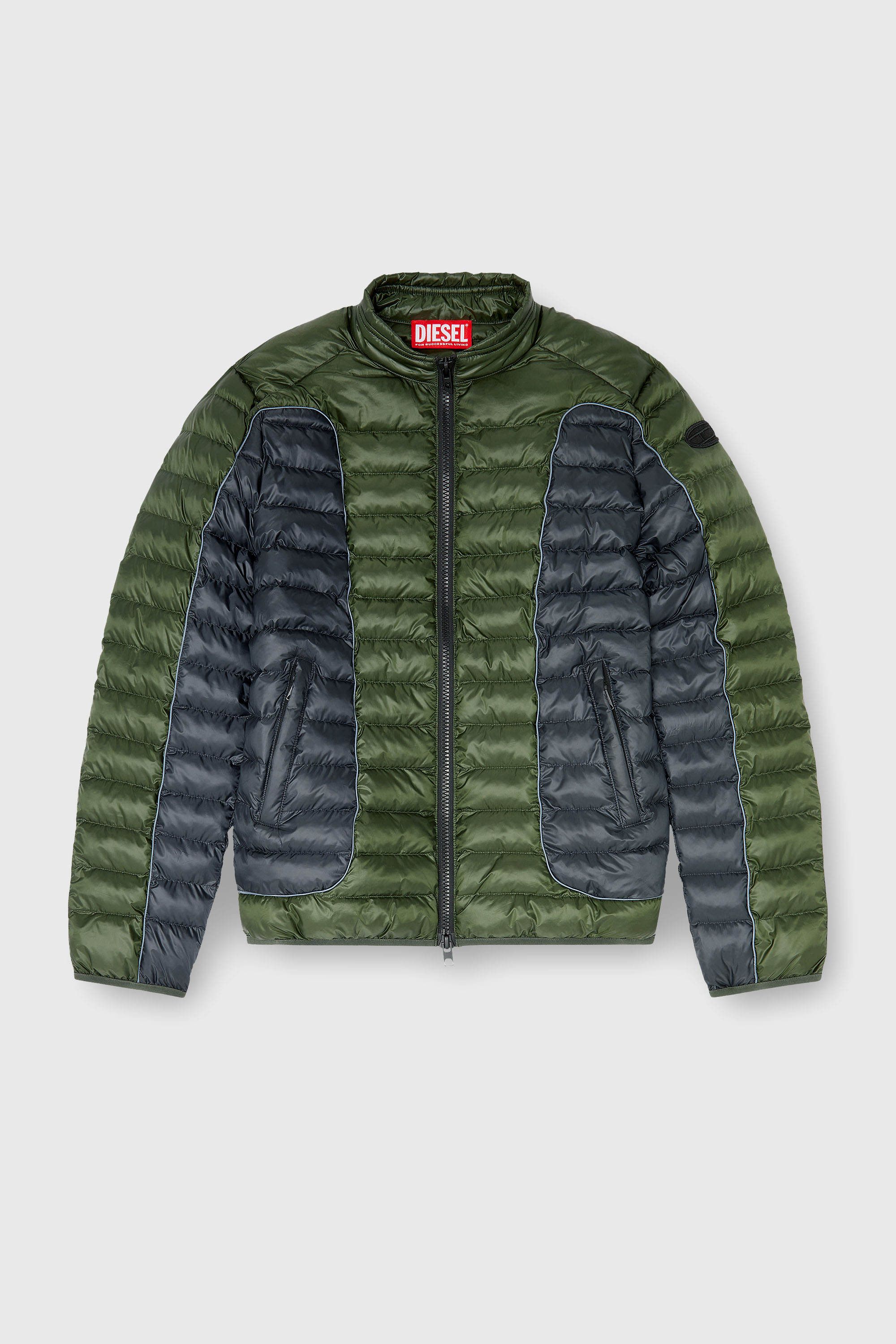 Diesel - W-PILOT-BLOCK, Piumino stile biker con design colour-block Uomo in Multicolor - 2