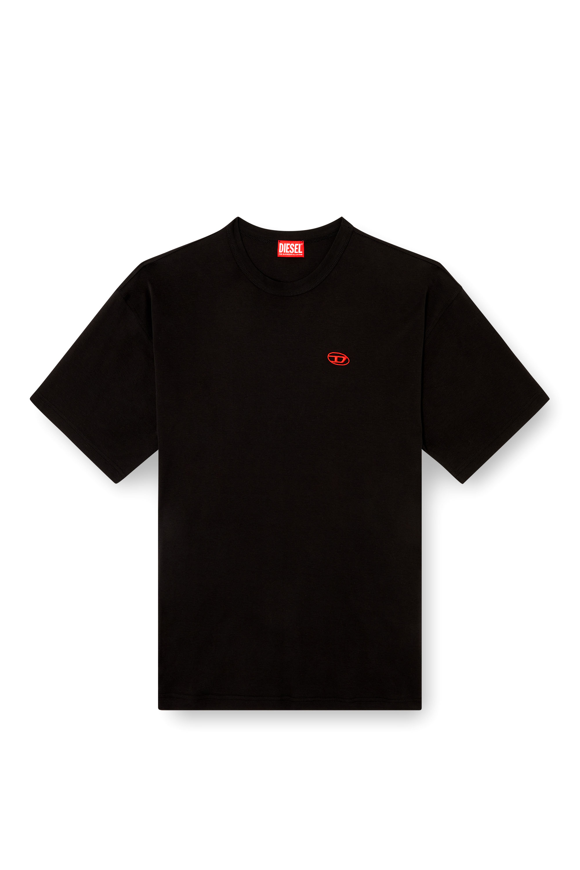 Diesel - T-BOXT-T6, T-shirt con logo Oval D rosso Uomo in Nero - 3