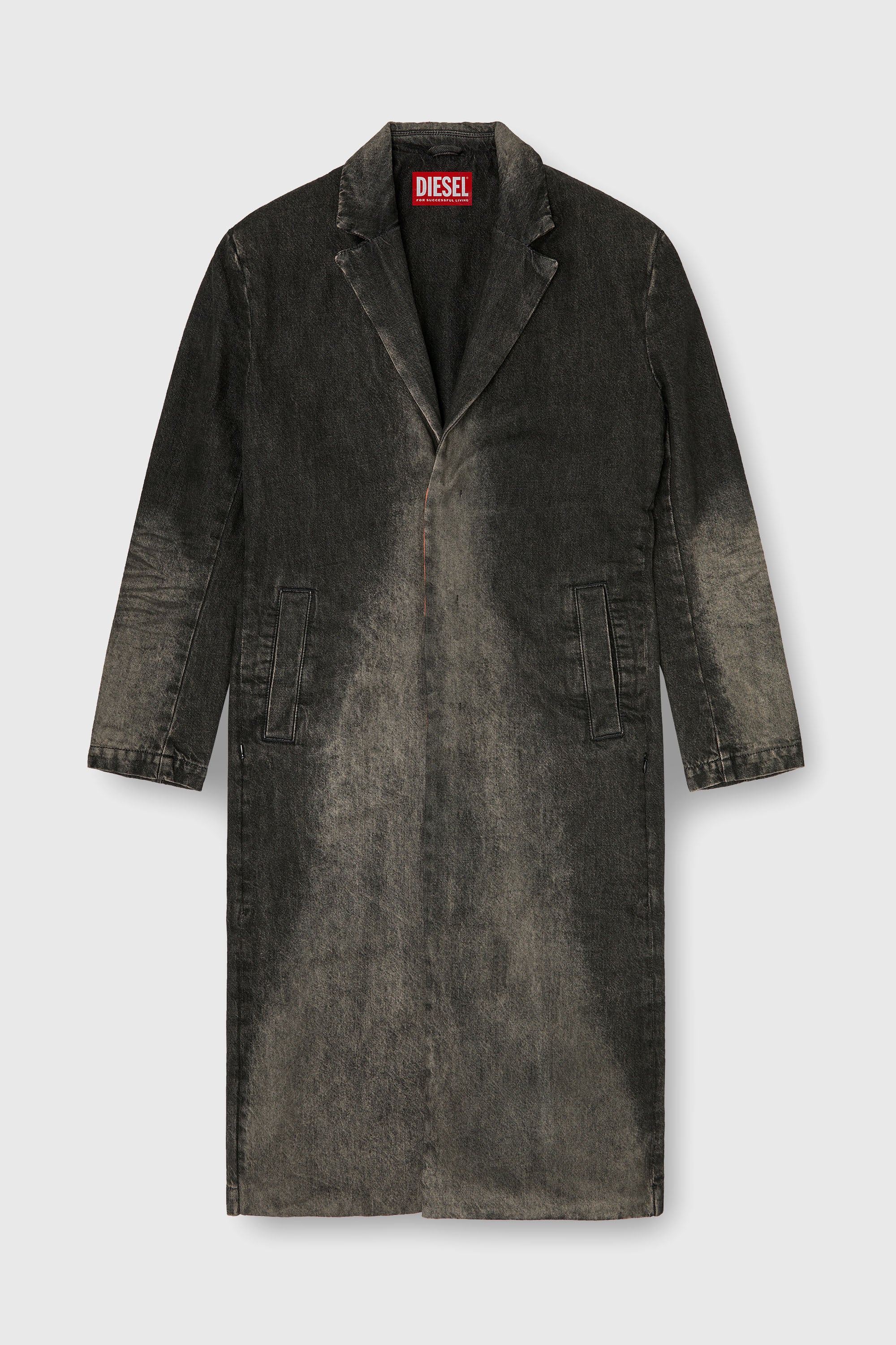 Diesel - D-IANCH-FSJ, Cappotto lungo in denim effetto dirty Unisex in Nero - 2