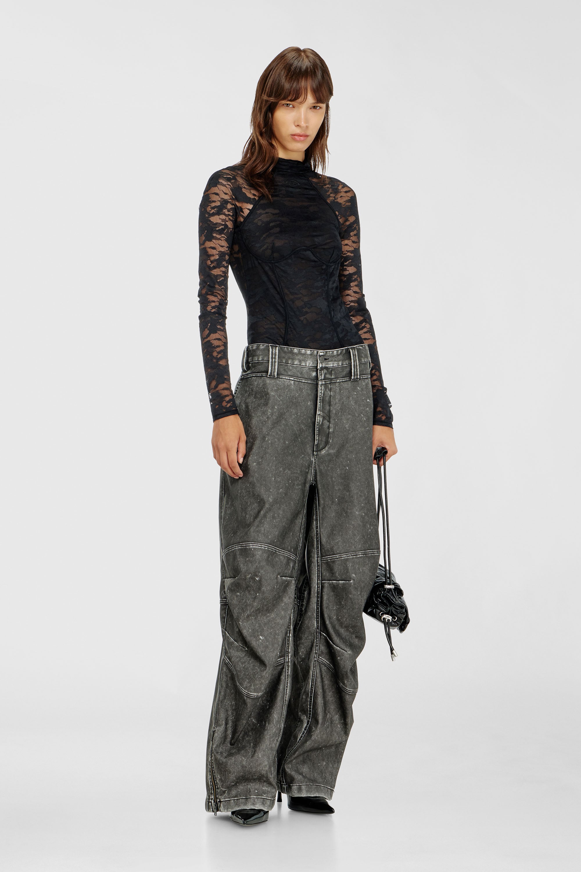 Diesel - VIVIAN-UTLT, Body in pizzo di nylon con schiena scoperta Donna in Nero - 6