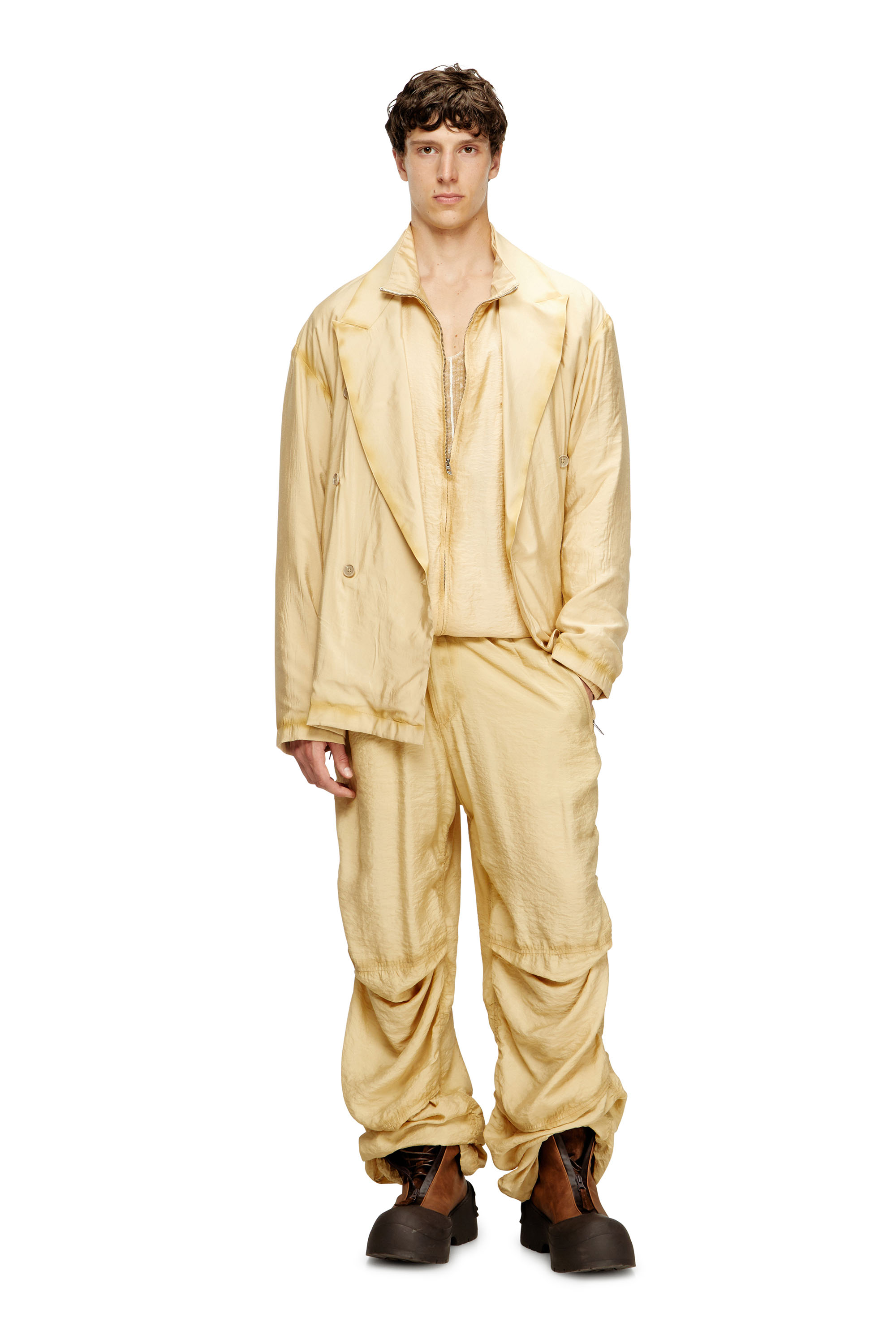 Diesel - J-KEYSERY, Blazer doppiopetto effetto stropicciato Uomo in Beige - 2