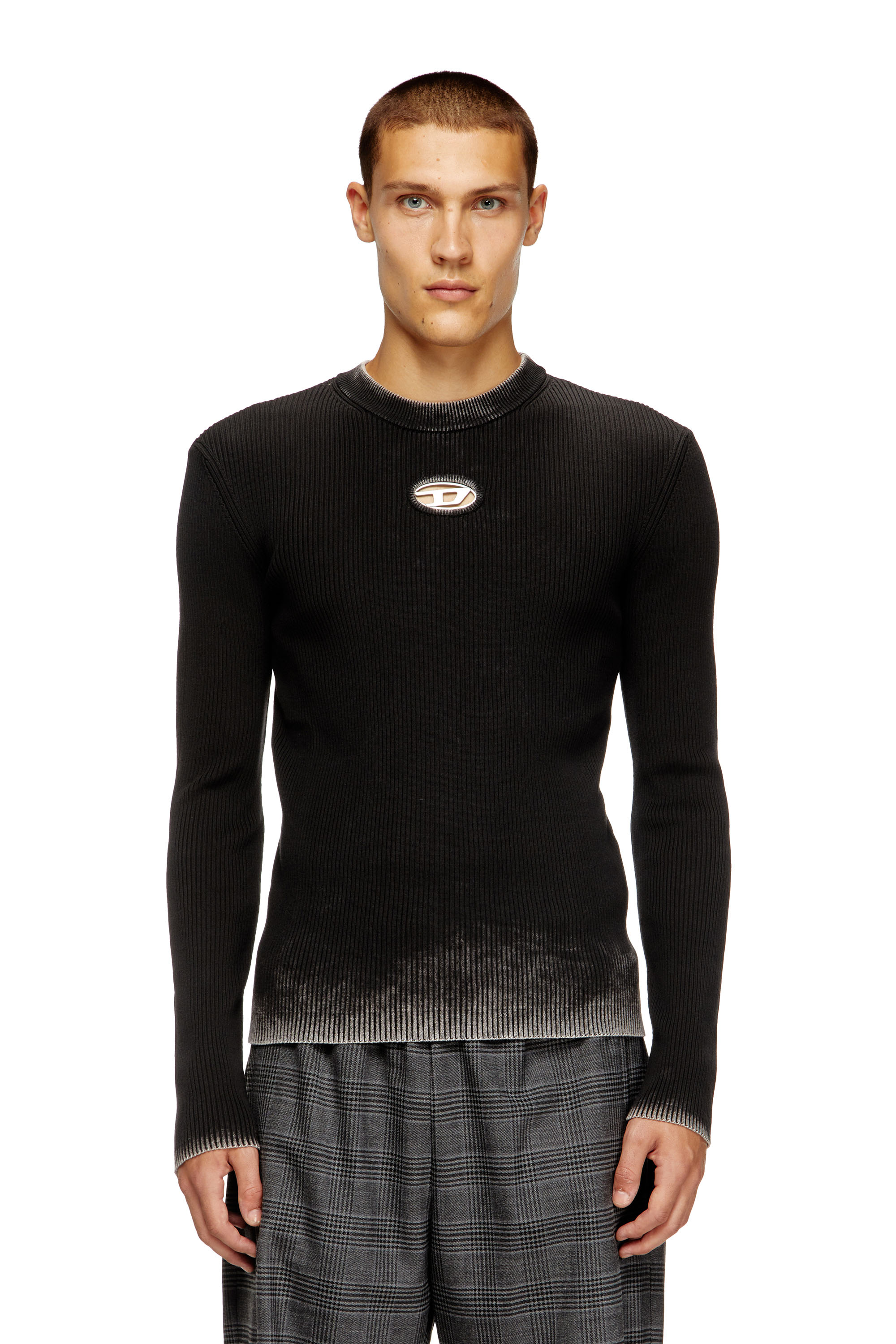 Diesel - K-DARIN-A, Maglia con logo Oval D cut-out Uomo in Nero - 1