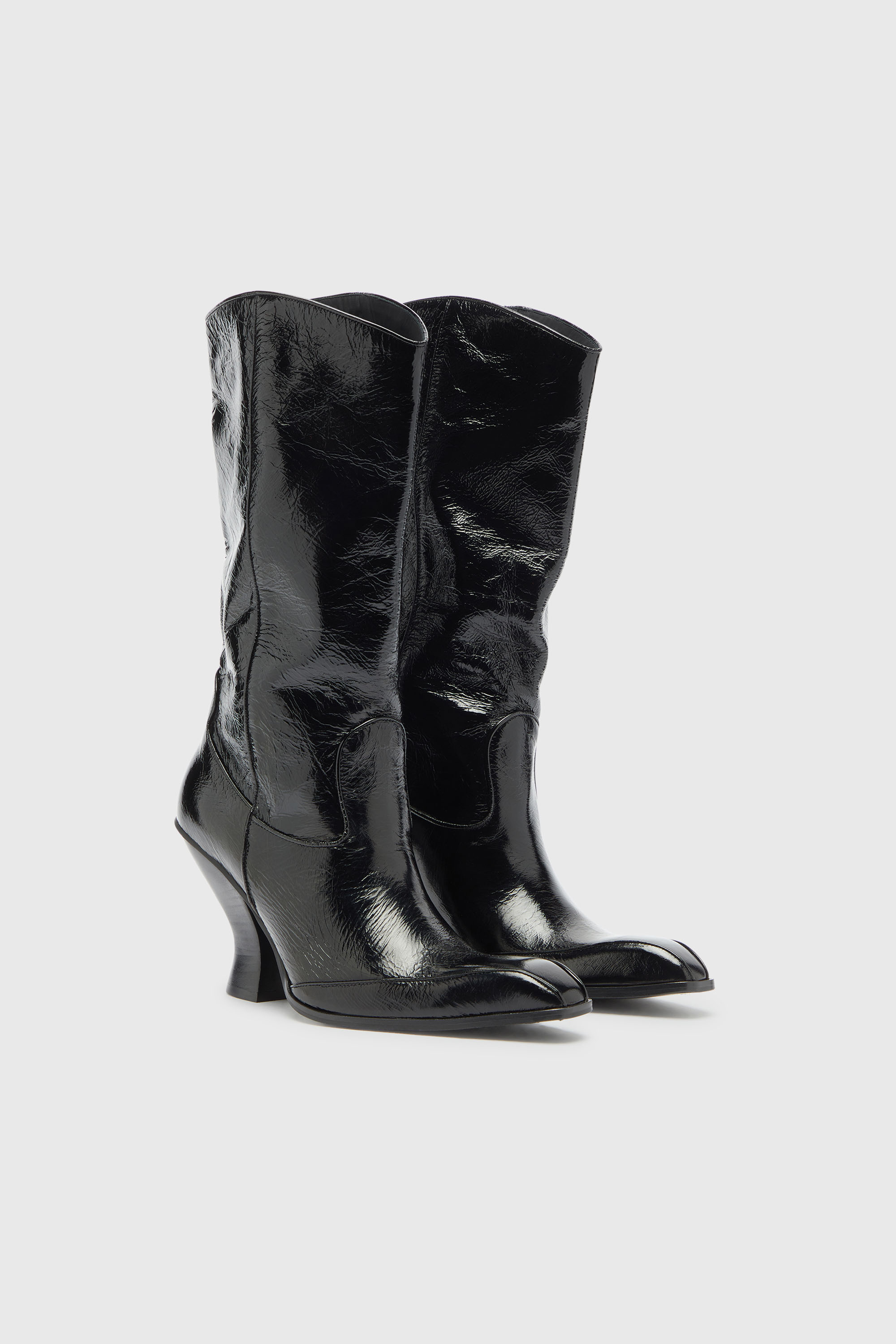 Diesel - D-LUFFY-75-TUBE, D-Luffy - Stivali al ginocchio in vernice Donna in Nero - 2