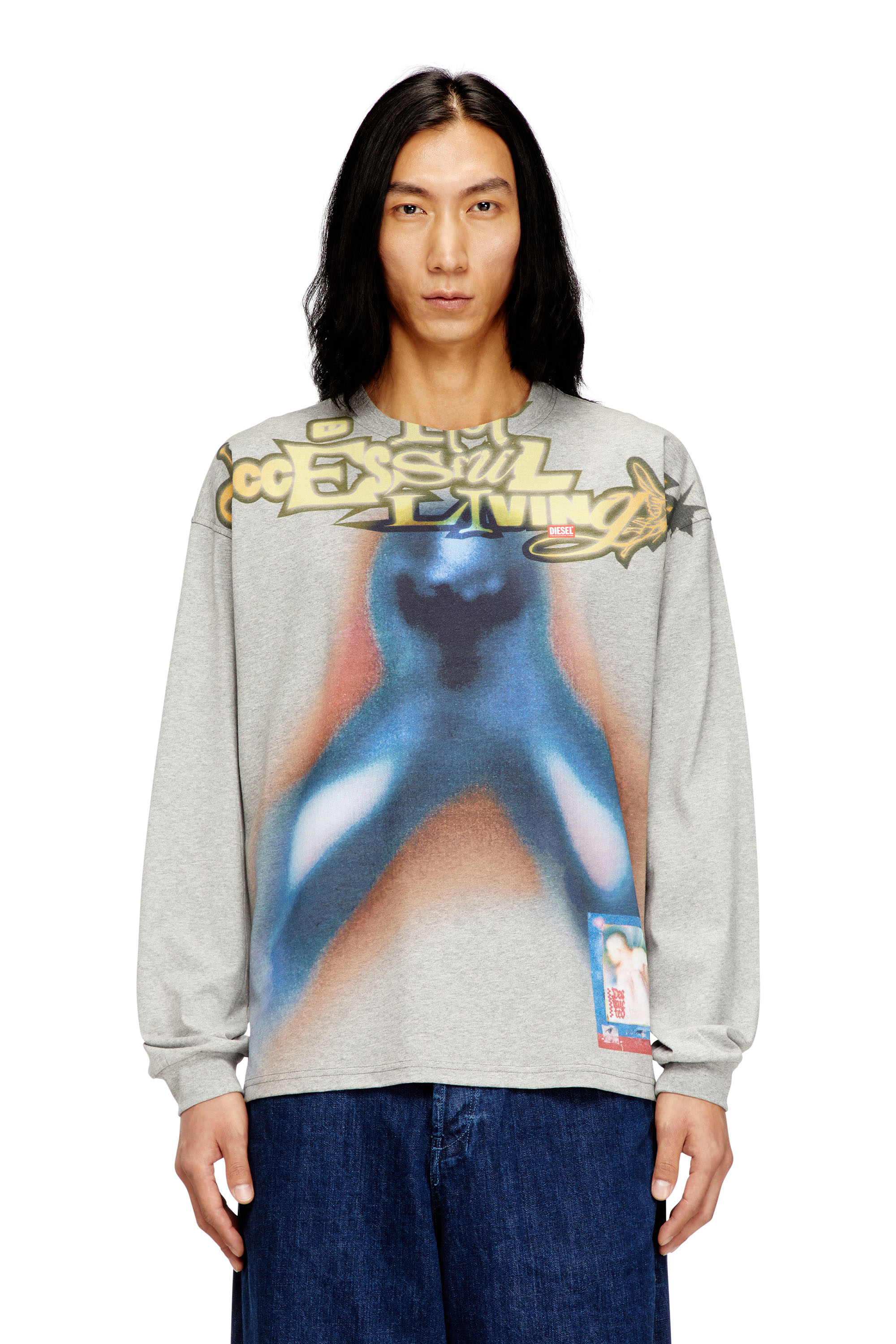 Diesel - T-BOXT-LS-V1, Maglietta in cotone con stampa digitale Uomo in Multicolor - 1