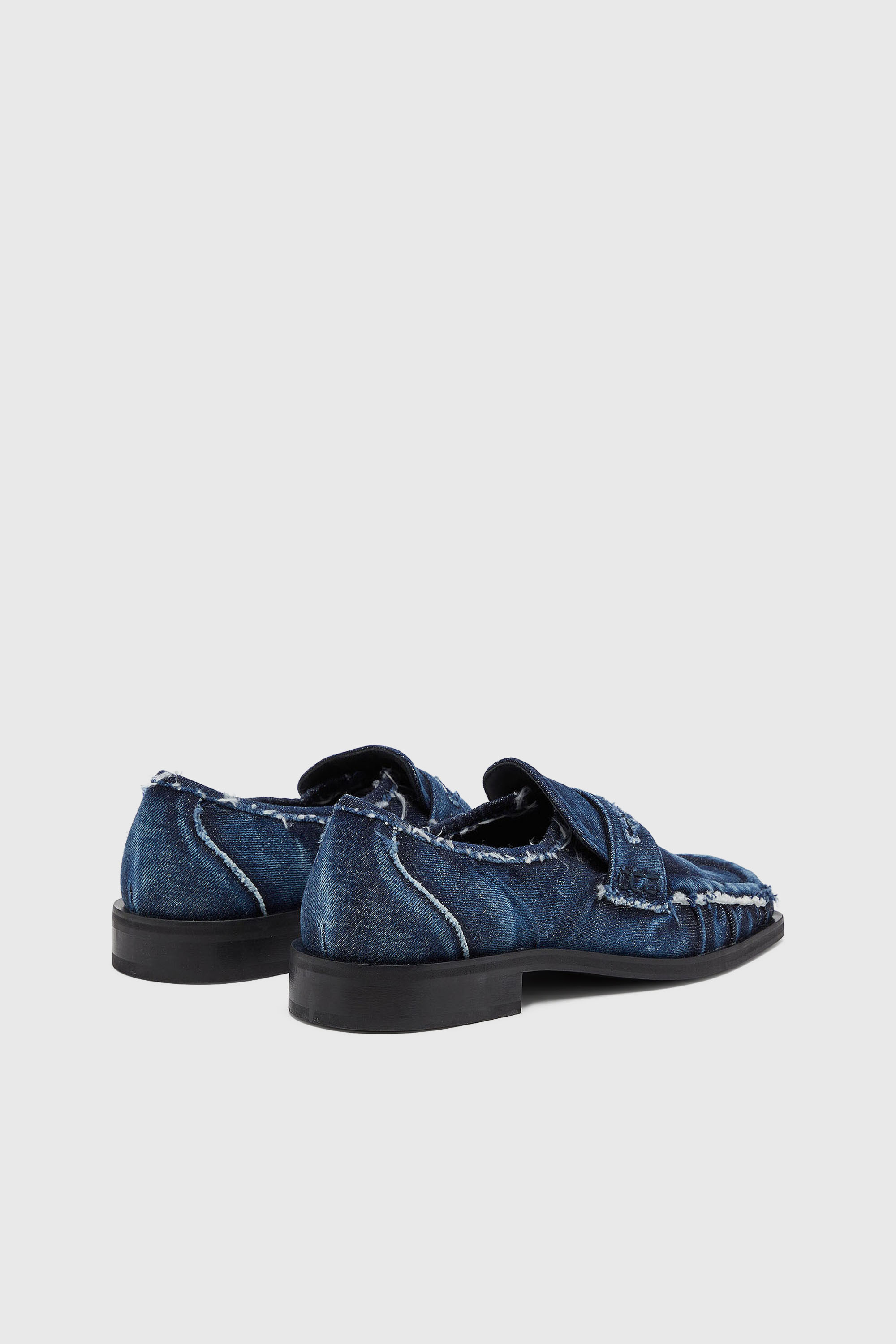 Diesel - D-AMBER LOAFER, D-Amber - Penny loafers in denim a taglio vivo Uomo in Blu - 3