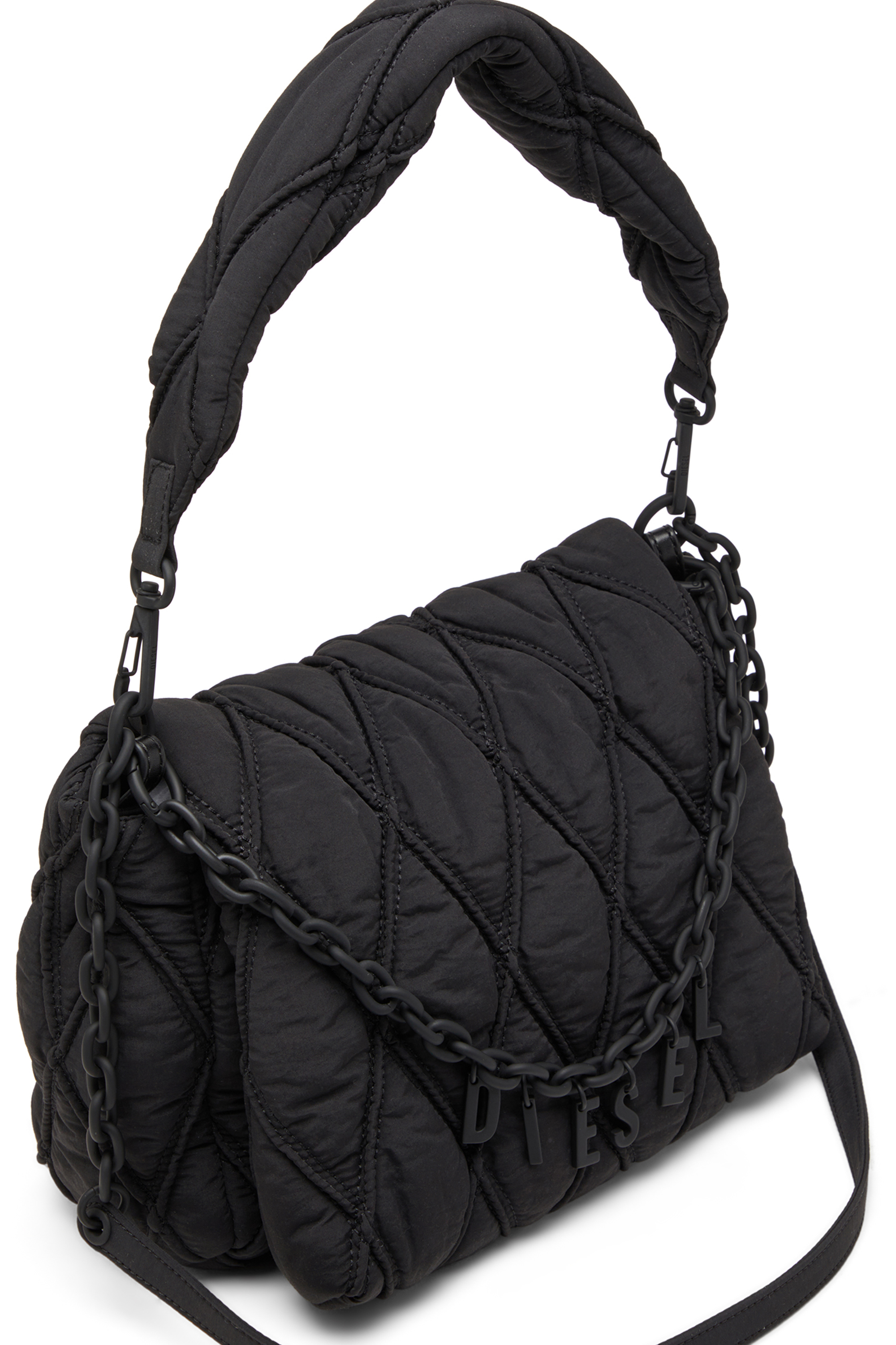 Diesel - CHARM-D SHOULDER M, Charm-D-M-Borsa a spalla in nylon trapuntato Donna in Nero - 4