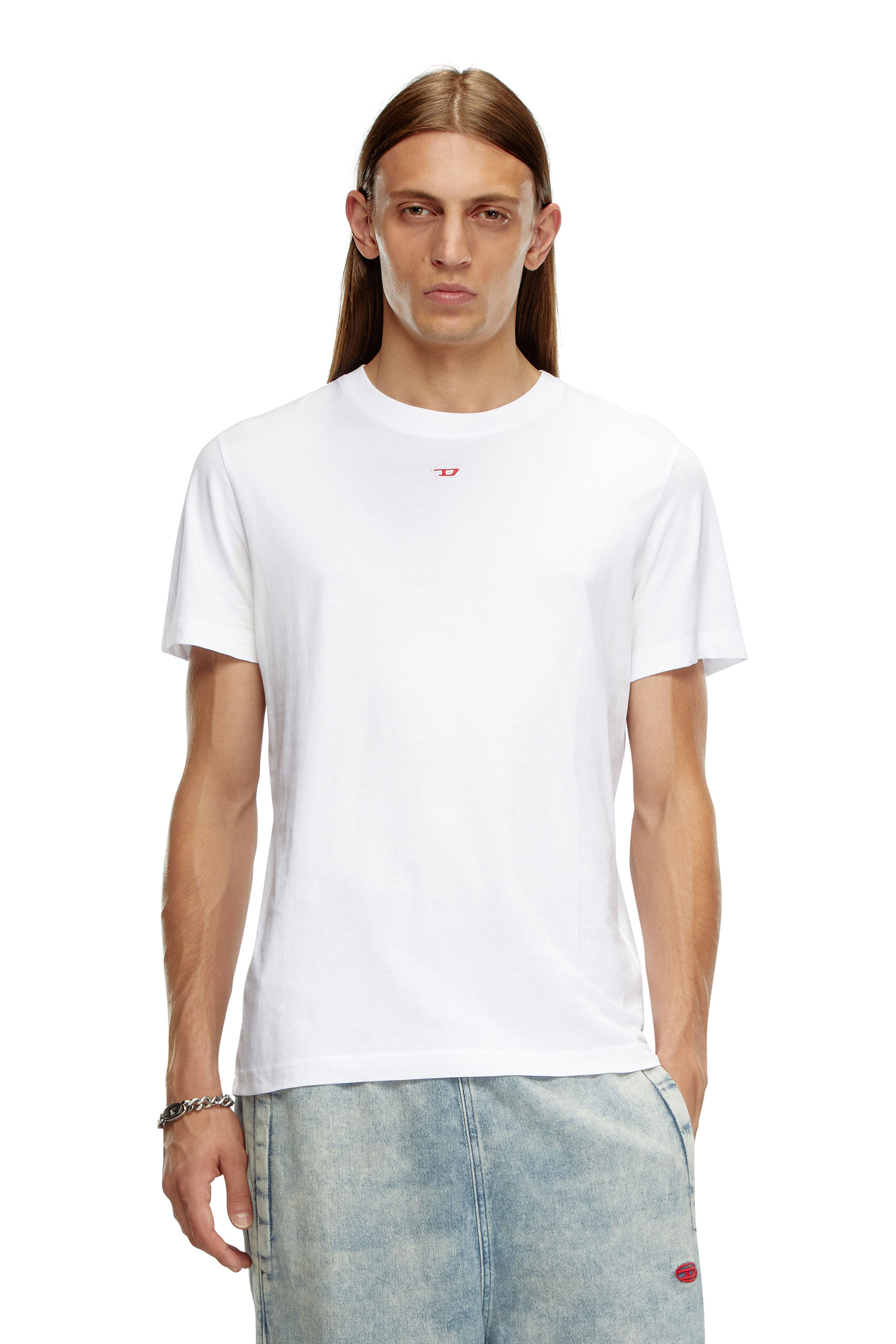 Diesel - T-DIEGOR-D, T-shirt con logo D applicato Uomo in Bianco - 3