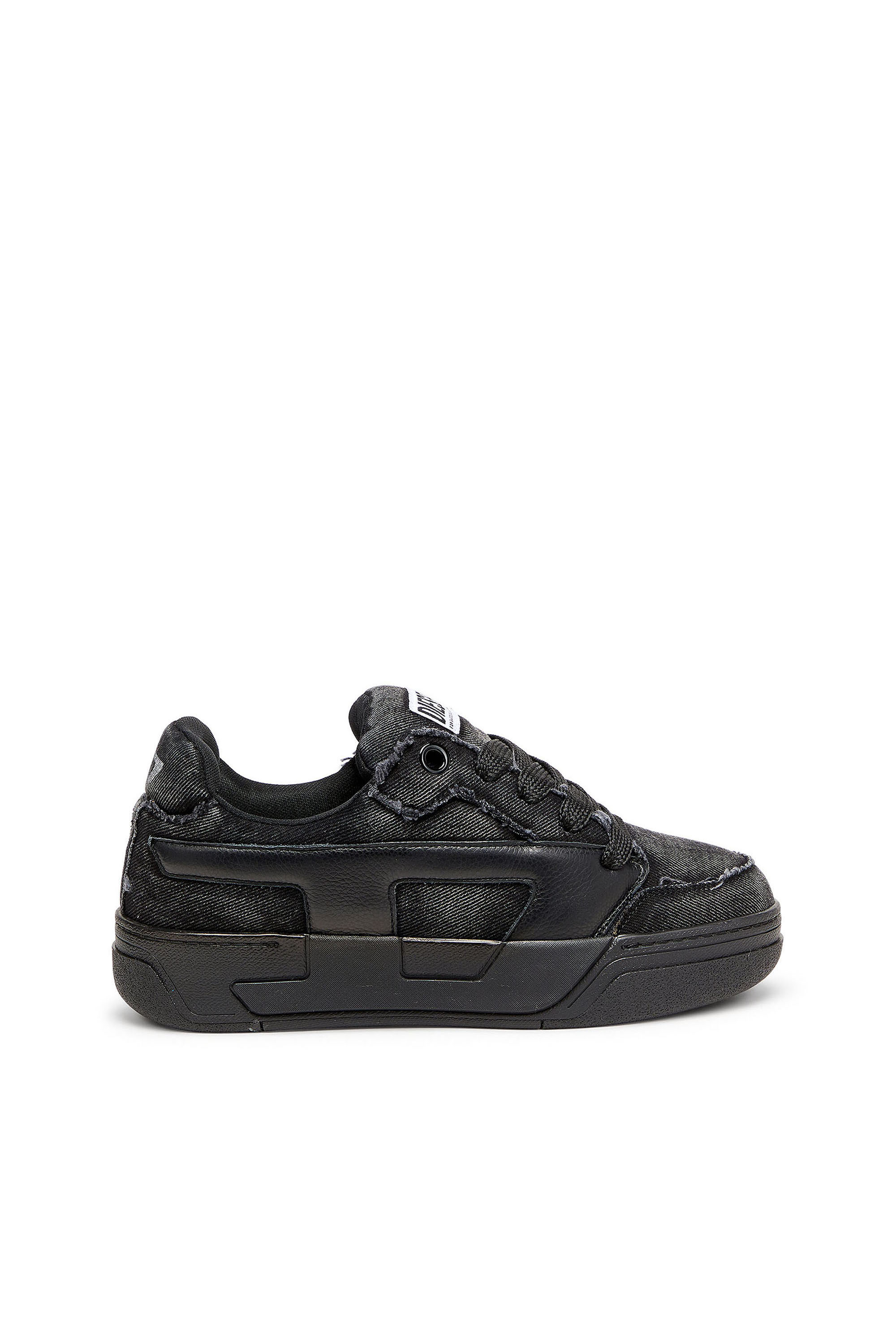 Diesel - S-D-OLLIE LOW, S-D-Ollie - Sneakers in denim sfrangiato e pelle Uomo in Nero - 1