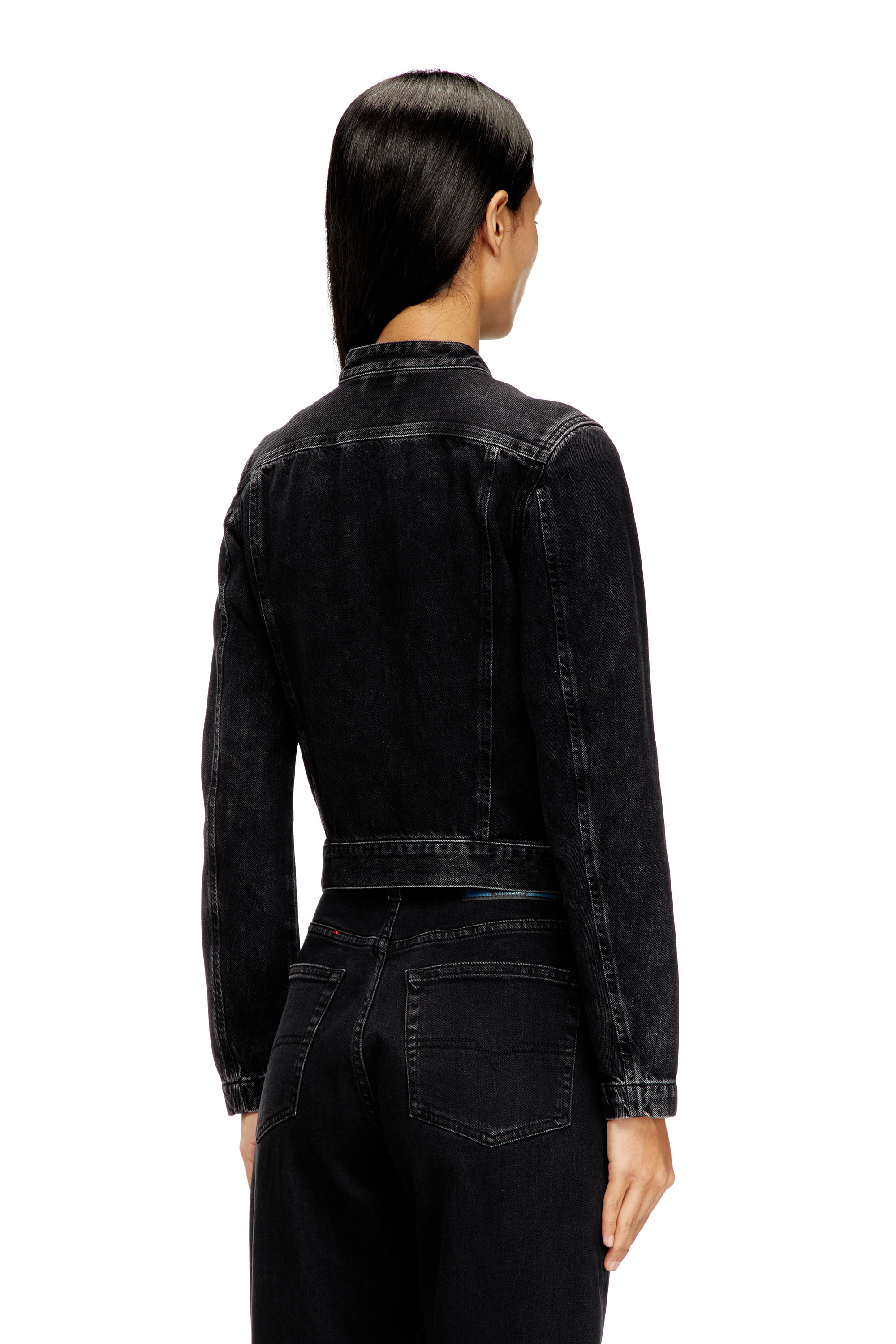 Diesel - DE-MORNIN, Giacca da motociclista in denim lavaggio clean Donna in Nero - 4