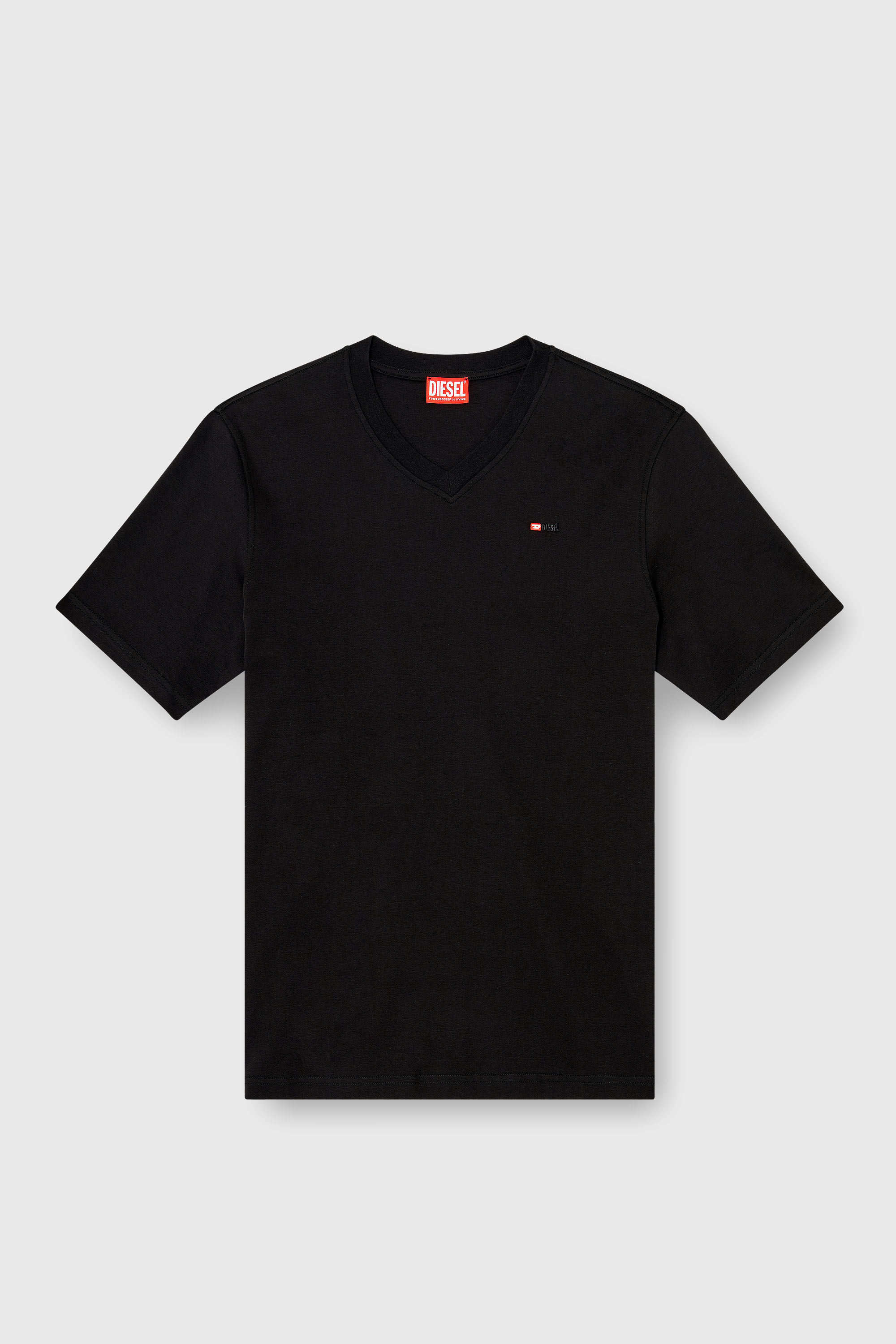 Diesel - T-ADJUST-V-MICRODIV, T-shirt con scollo a V con micro ricamo logo Uomo in Nero - 2