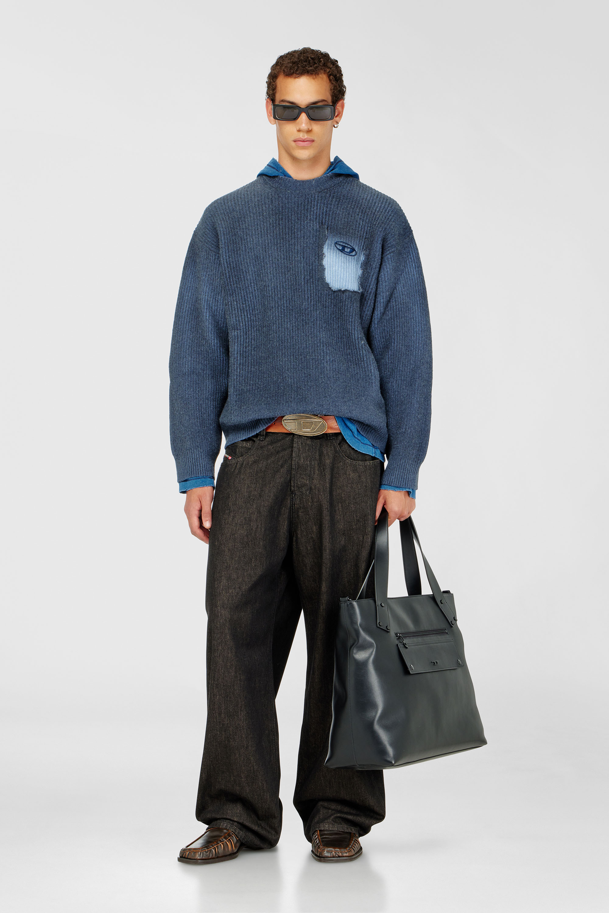 Diesel - K-PICKLER, Maglione in misto lana con tasca finta Uomo in Blu - 2