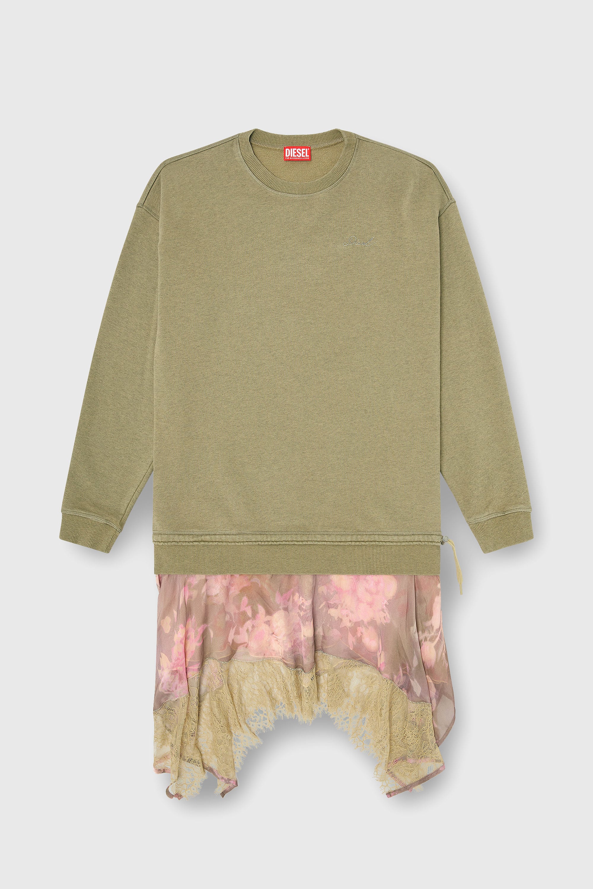 Diesel - D-ORELY, Abito felpa con gonna in chiffon e pizzo Donna in Multicolor - 2