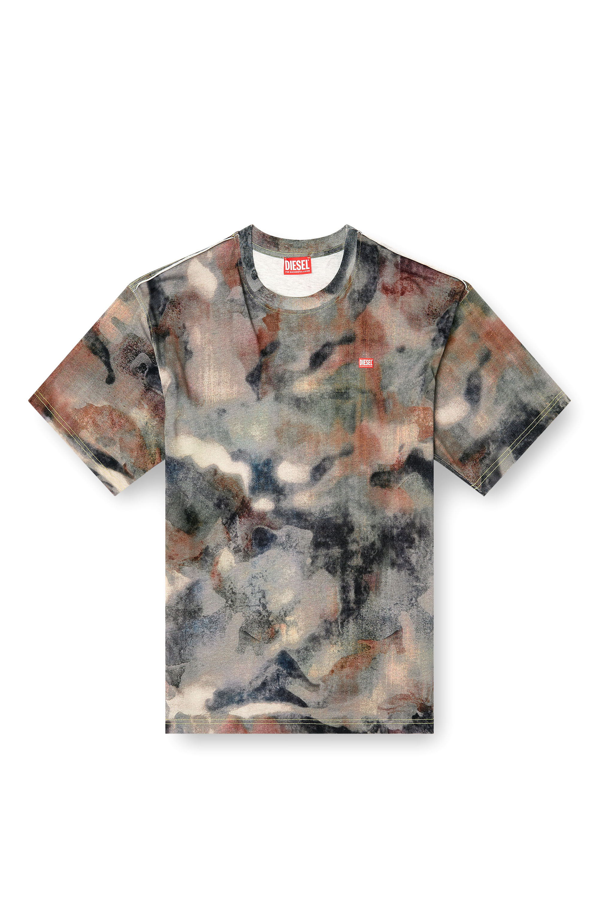 Diesel - T-BOXT-V7, Man's Heavy cotton T-shirt with camo print in Green/Brown - 3