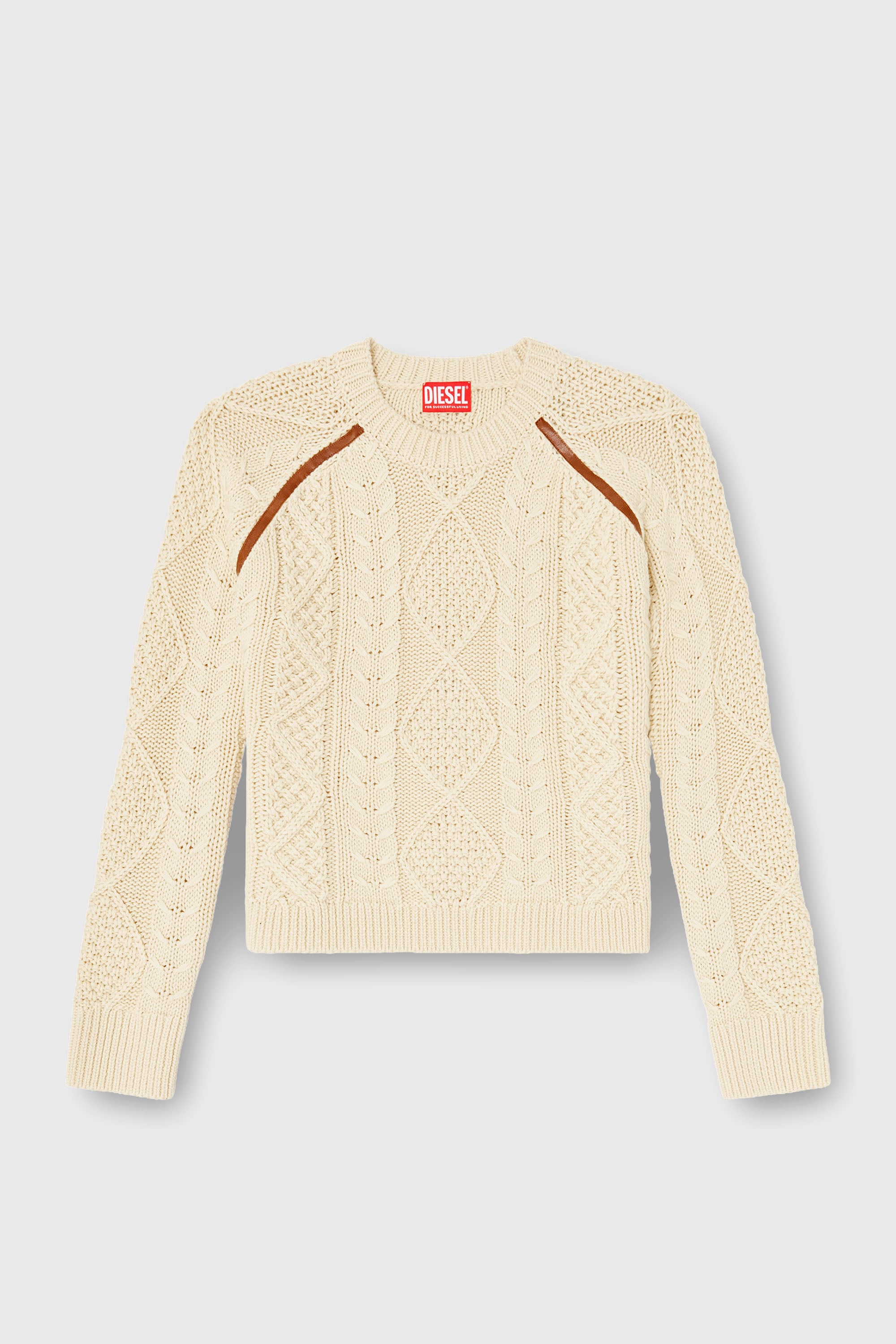 Diesel - M-INTANA, Maglione a trecce con bande a contrasto Donna in Giallo - 2