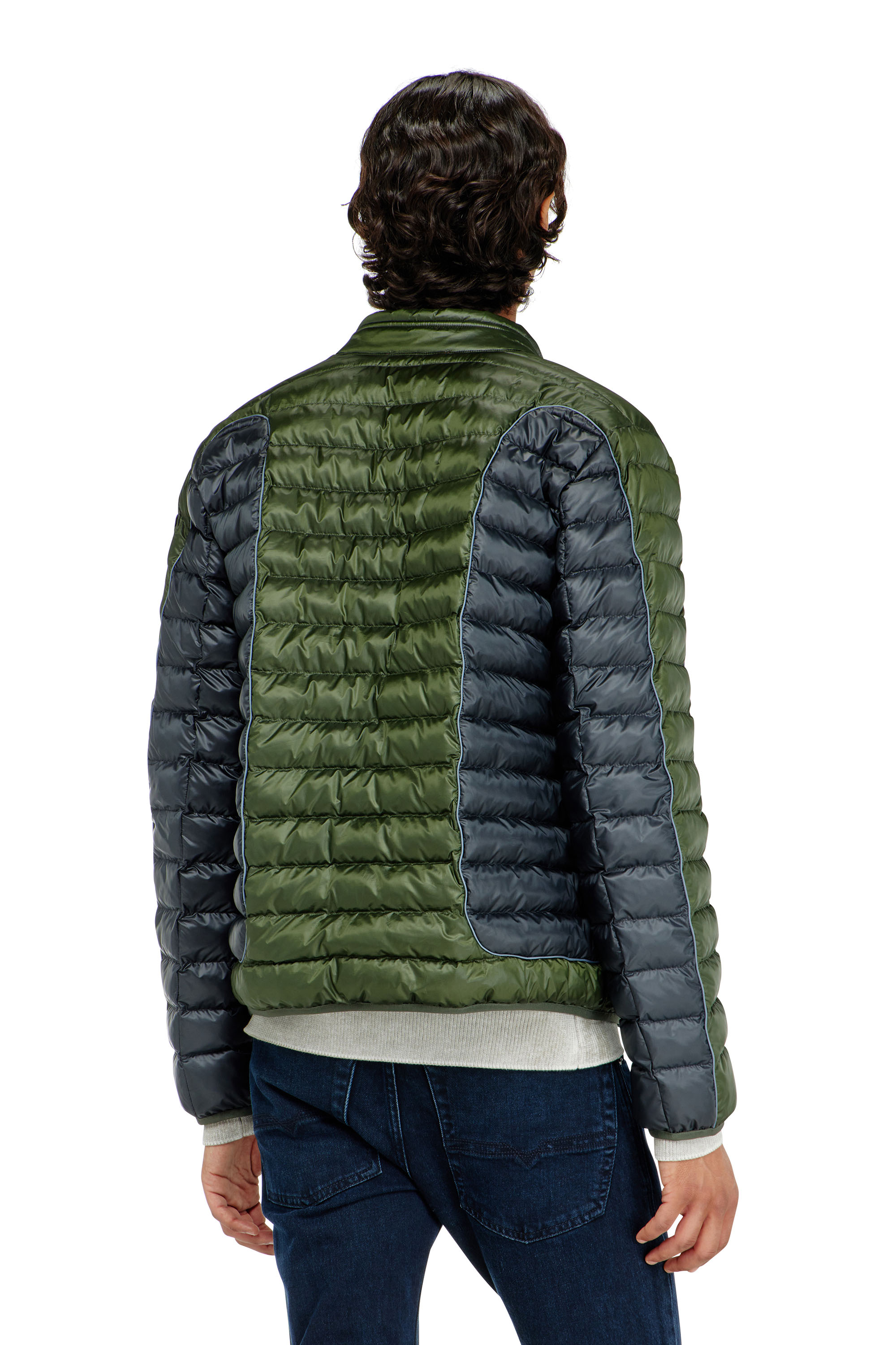 Diesel - W-PILOT-BLOCK, Piumino stile biker con design colour-block Uomo in Multicolor - 4