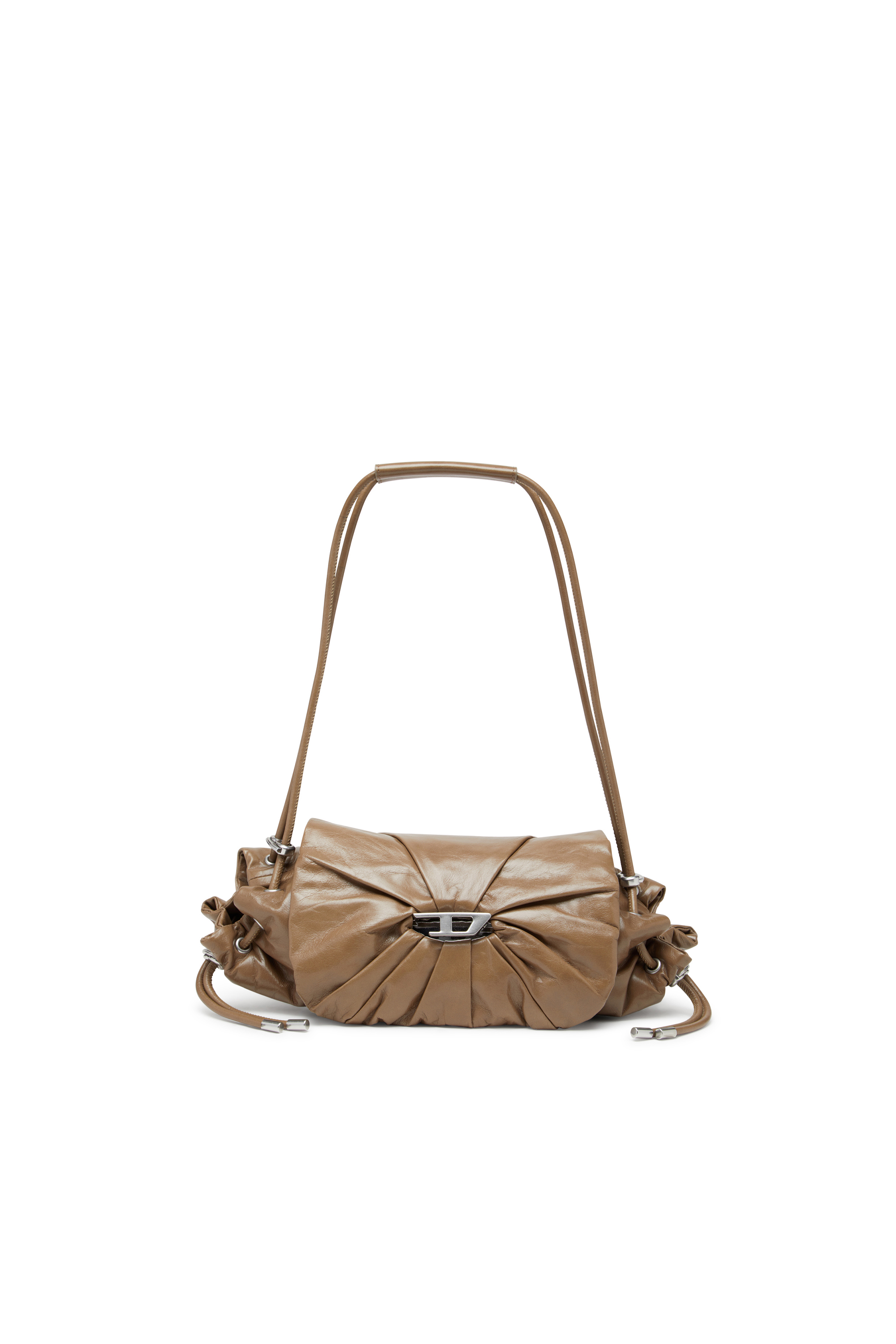 Diesel - SCRUNCH-D SHOULDER S, Scrunch-D S-Borsa a spalla in pelle arricciata Donna in Marrone - 1