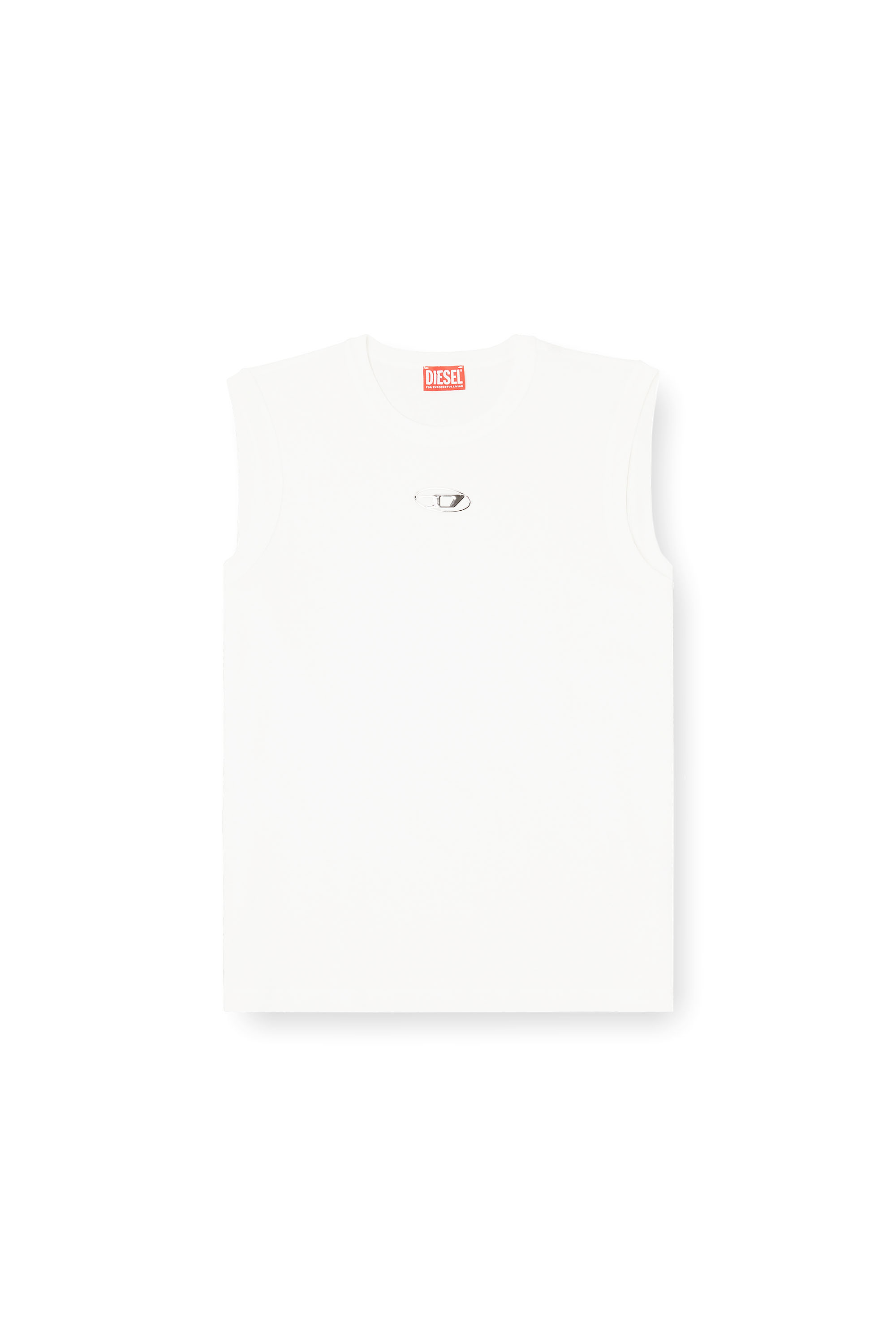 Diesel - T-BISCO-IOD, Canotta in cotone con Oval D metallizzata Uomo in Bianco - 3