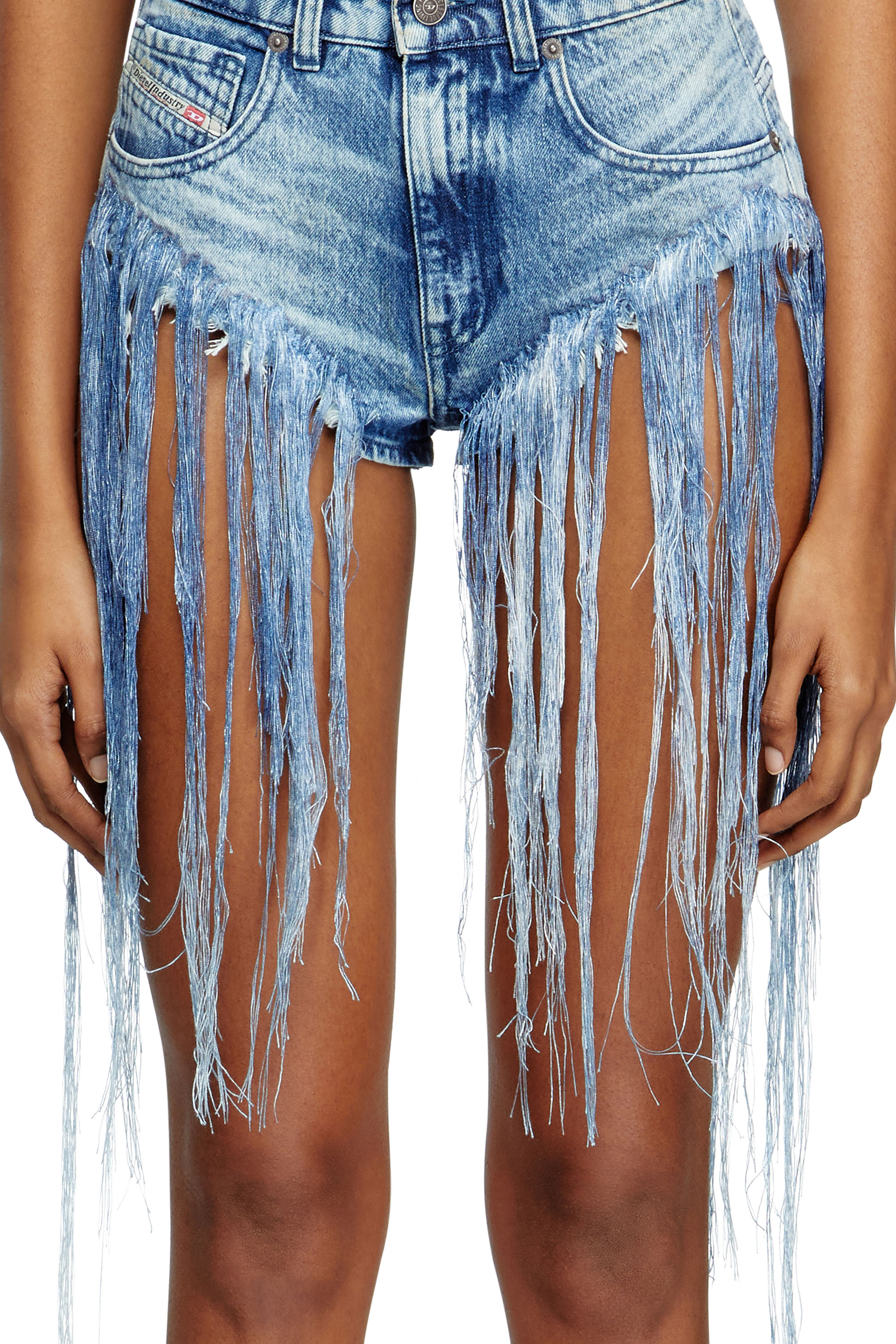 Diesel - DE-JIZZ-FSG, Short in denim sfrangiato distressed Donna in Blu - 5