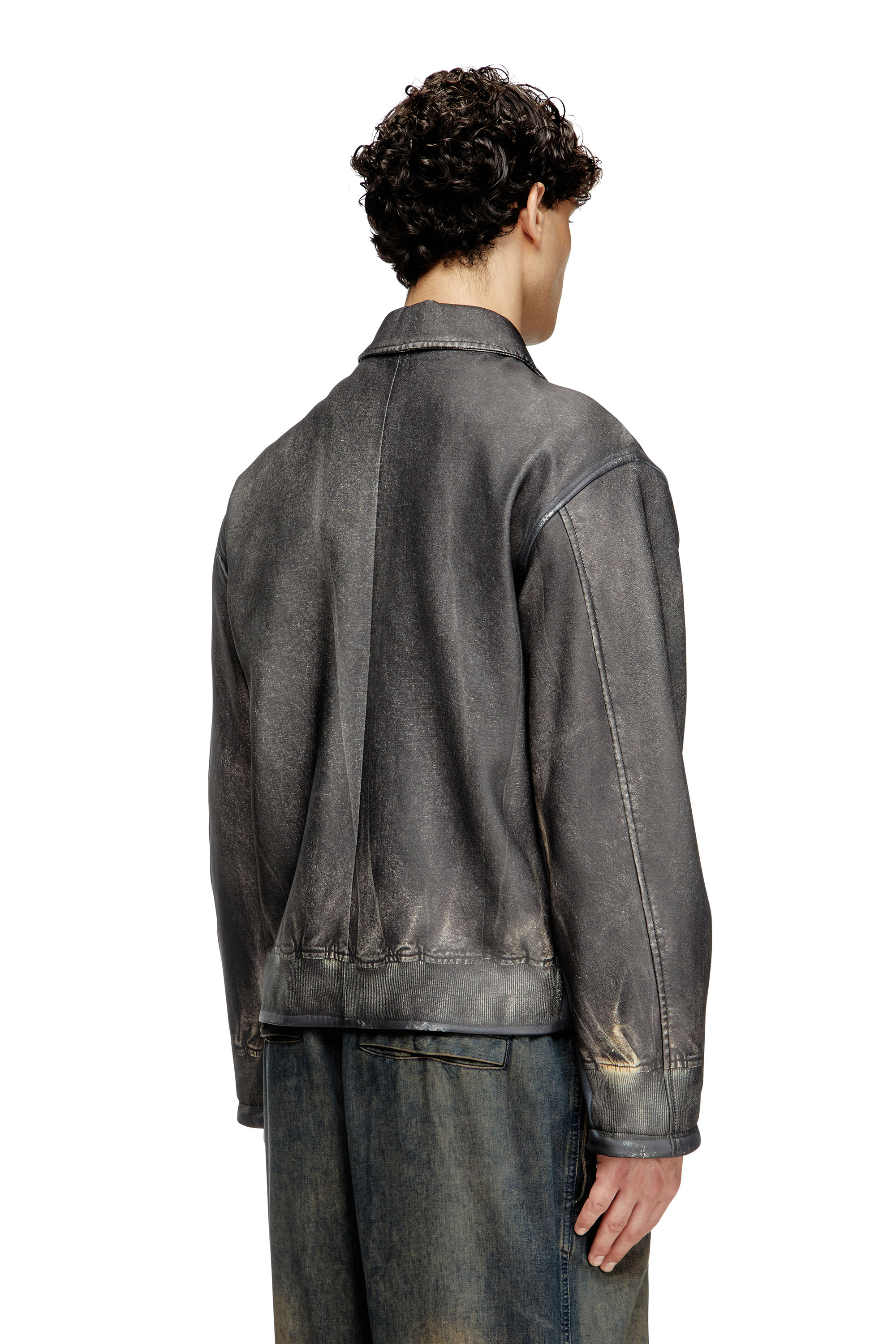 Diesel - L-MAYER, Giacca in pelle con tasche trompe l'oeil Uomo in Nero - 4