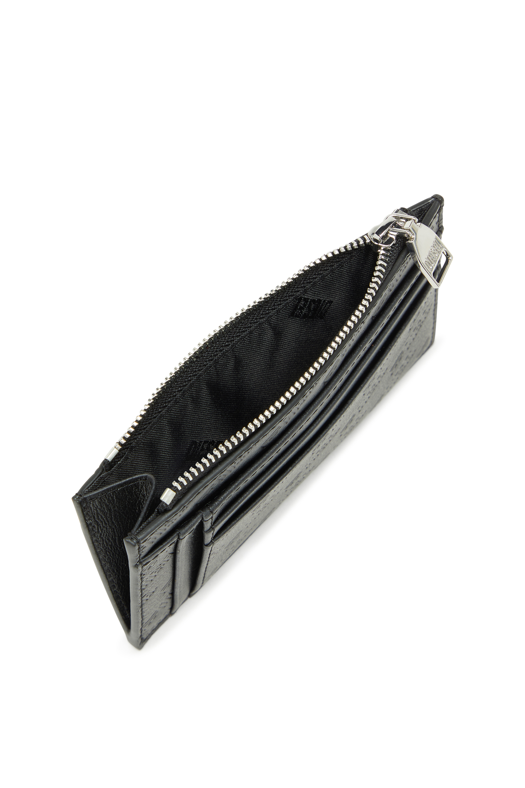 Diesel - MONOGRAM CARD CASE VI, Portacarte in pelle con tasca zip e lavorazione embossing Uomo in Nero - 3