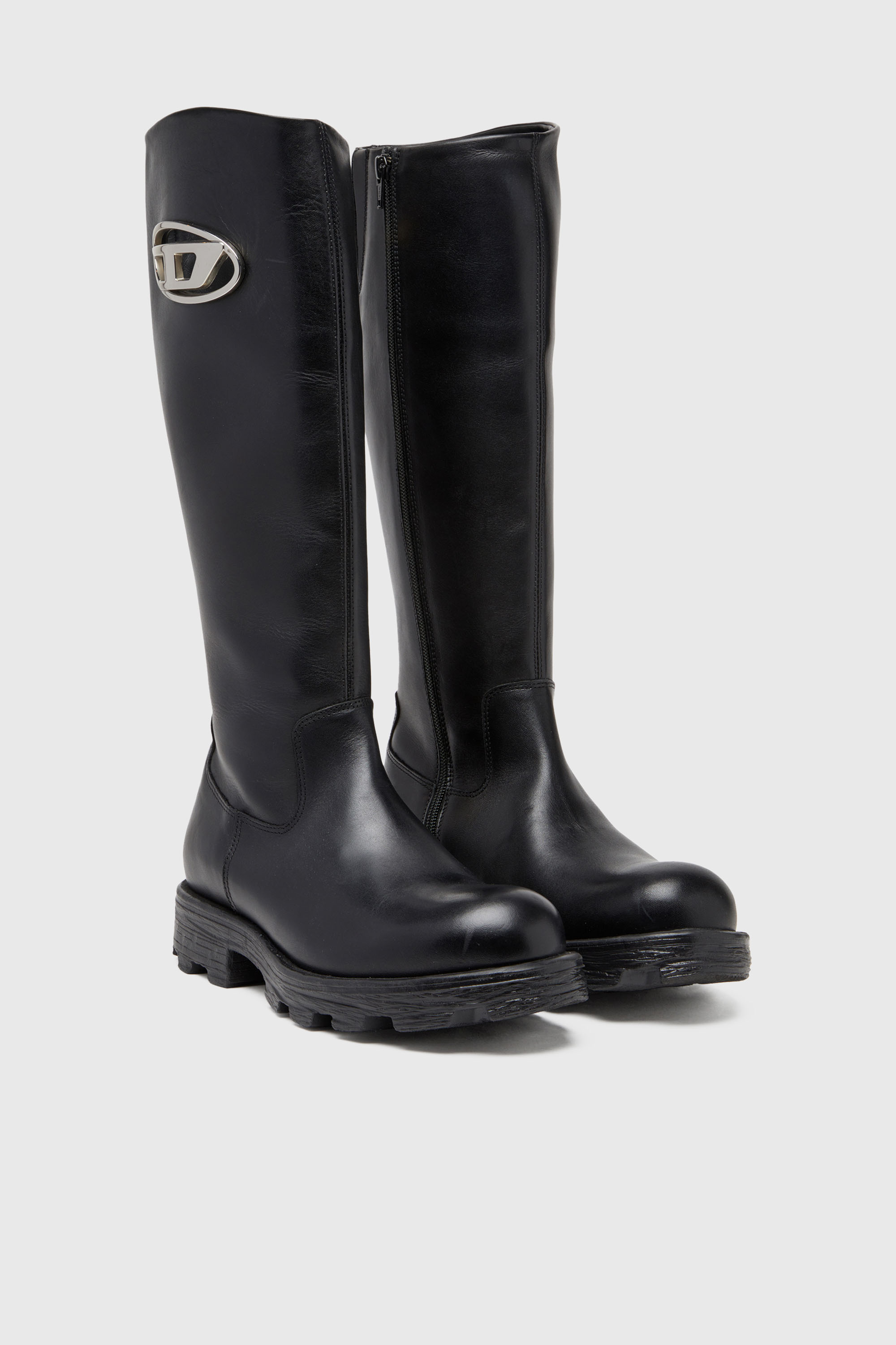 Diesel - D-HAMMER HB D W, D-Hammer-Stivali al ginocchio in pelle Donna in Nero - 2