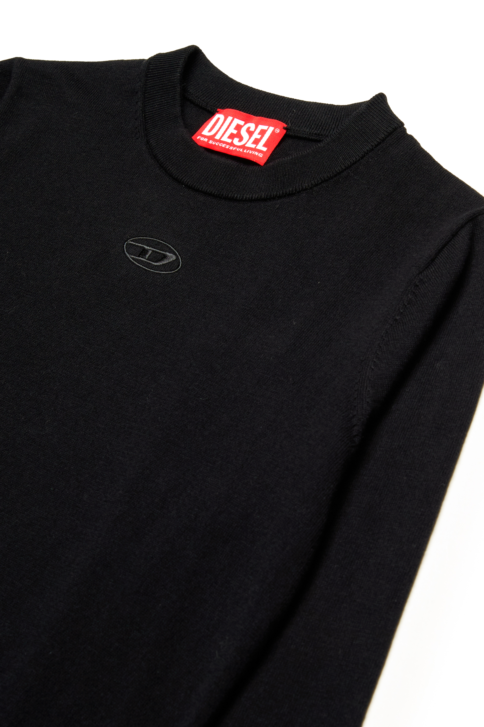 Diesel - KVIERI, Maglione in cotone con ricamo Oval D Uomo in Nero - 3