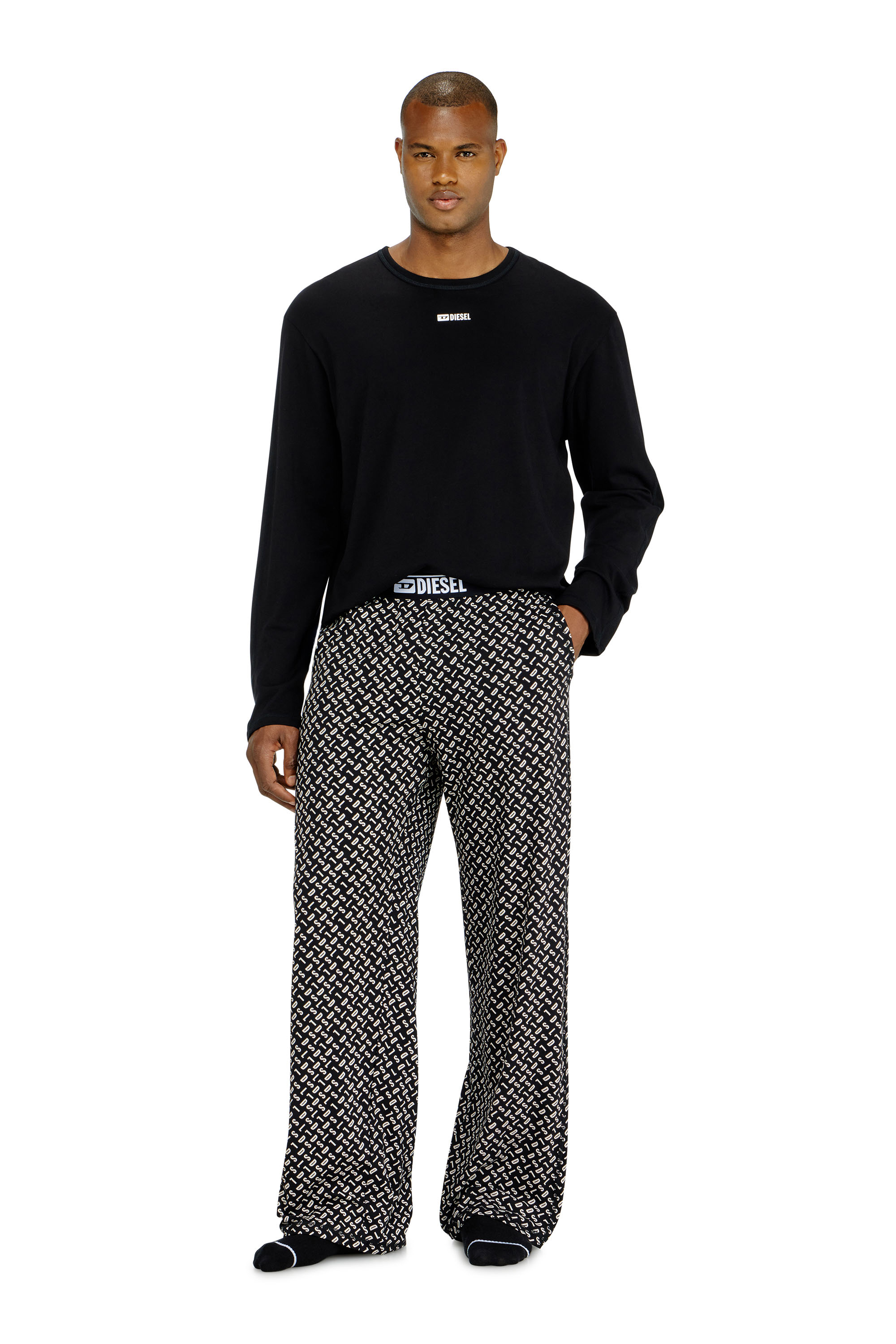 Diesel - SET-NOLAN-D-BOX, Pigiama set in cotone con pantaloni stampati Uomo in Nero - 2