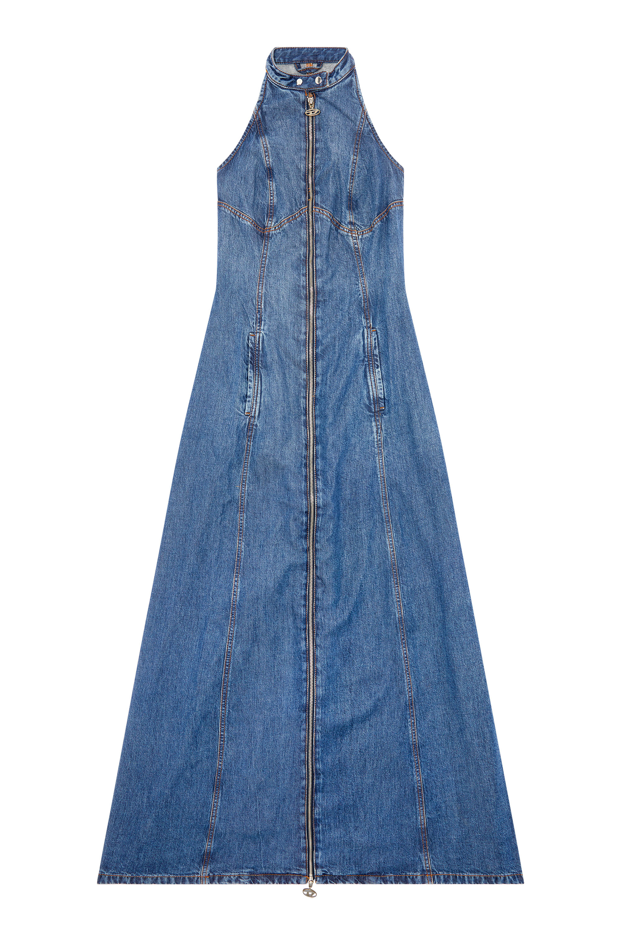 Diesel - DE-LULU-S, Abito lungo in denim leggero Donna in Blu - 2