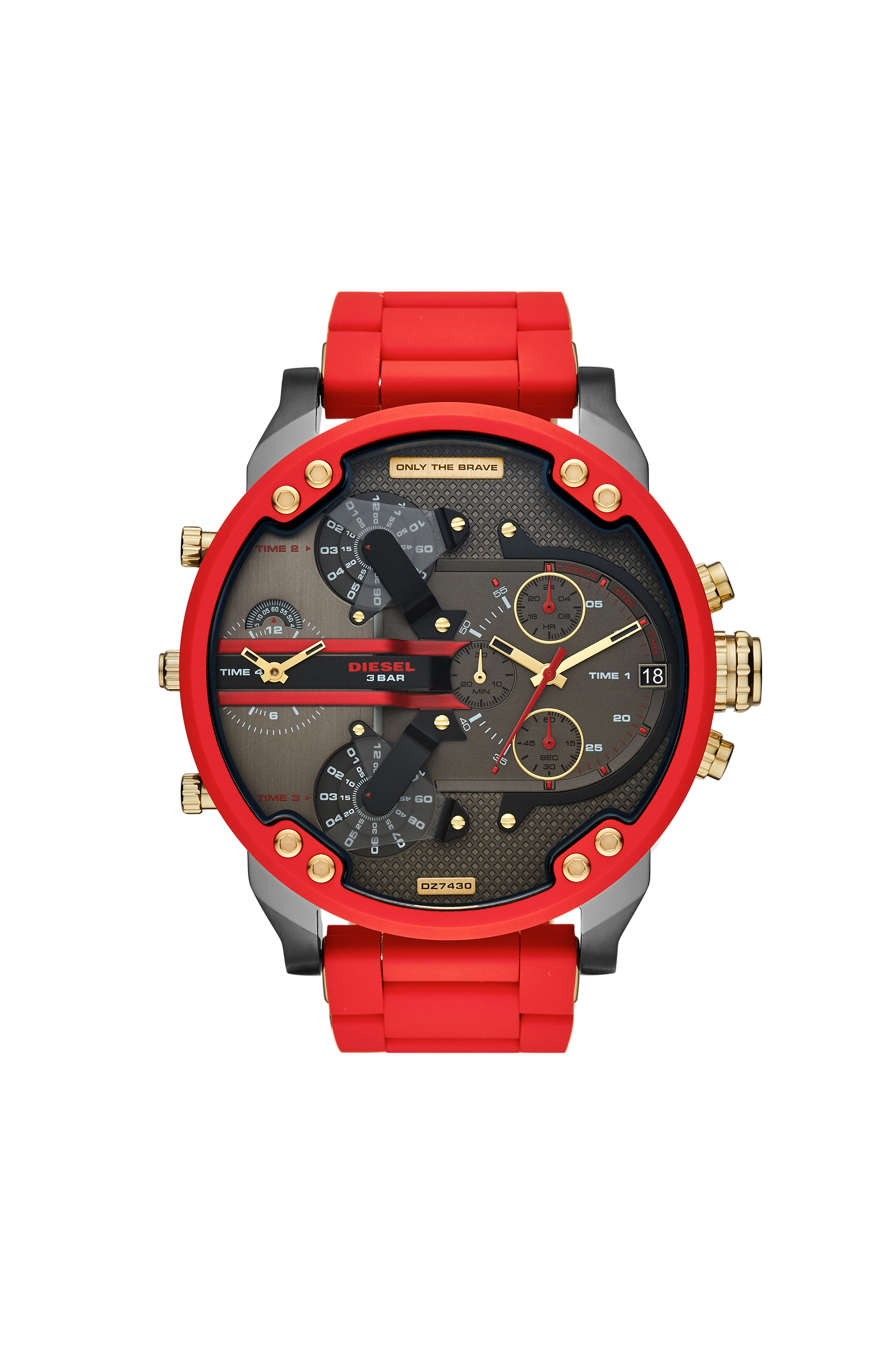 Diesel - DZ7430, Orologio Mr Daddy 2.0 a due lancette in acciaio inossidabile rosso e silicone Uomo in Rosso - 1