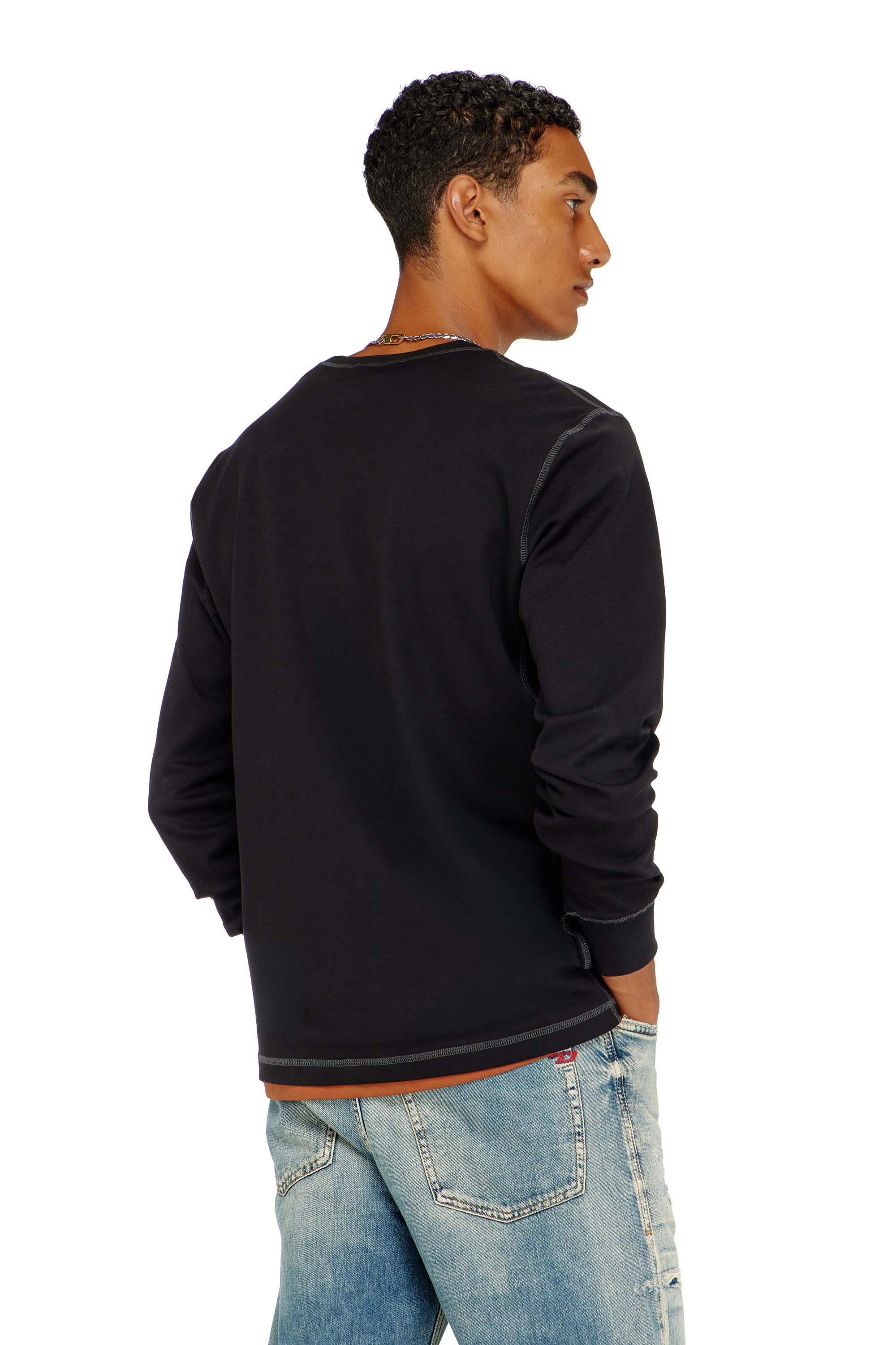 Diesel - T-MADJUST-LS-TR, Maglietta a maniche lunghe in cotone con Oval D Uomo in Grigio - 4