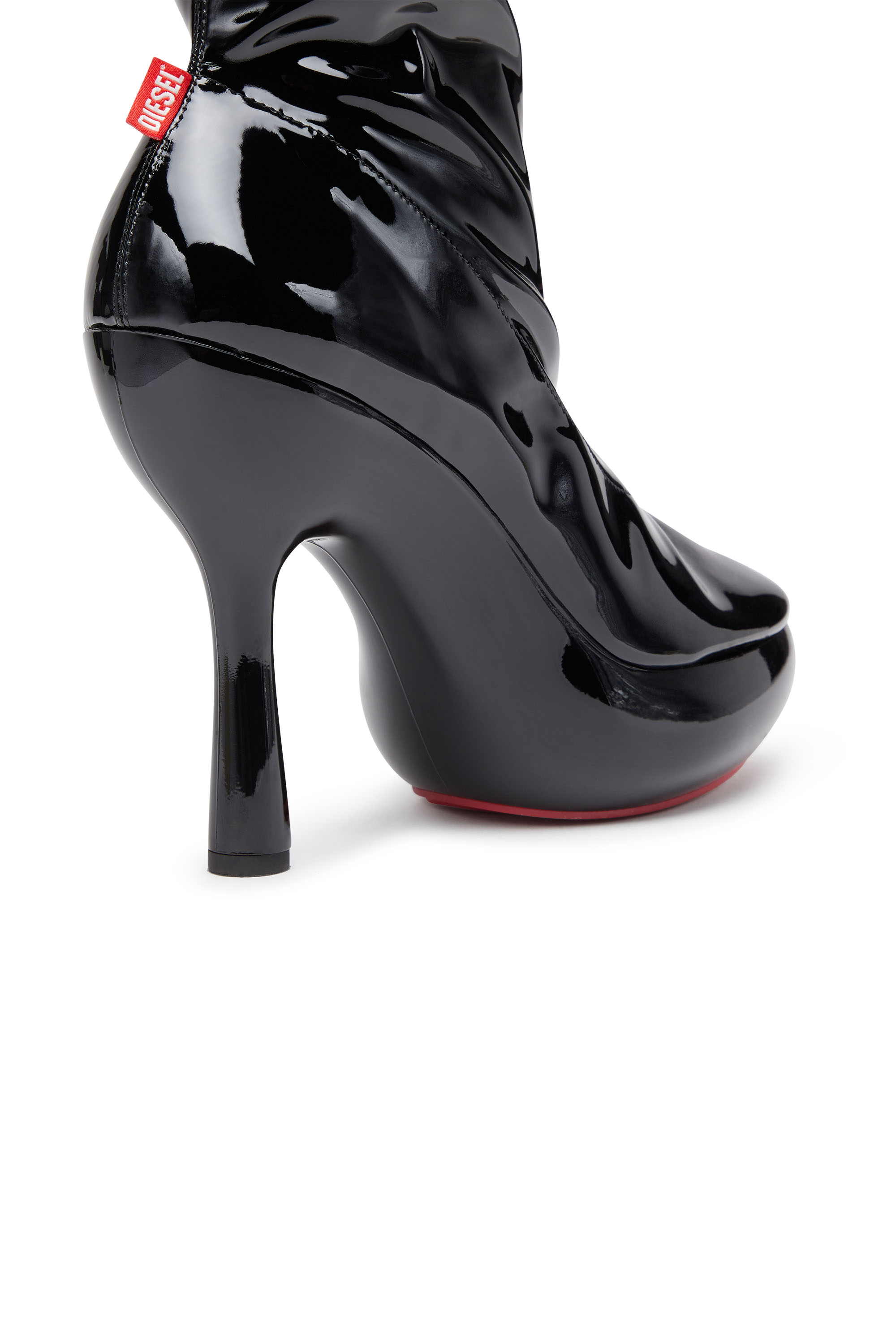 Diesel - D-LAKE PLATFORM MIDB ZIP  STRETCH, D-Lake-Stivaletti platform in PU stretch glossy Donna in Nero - 4